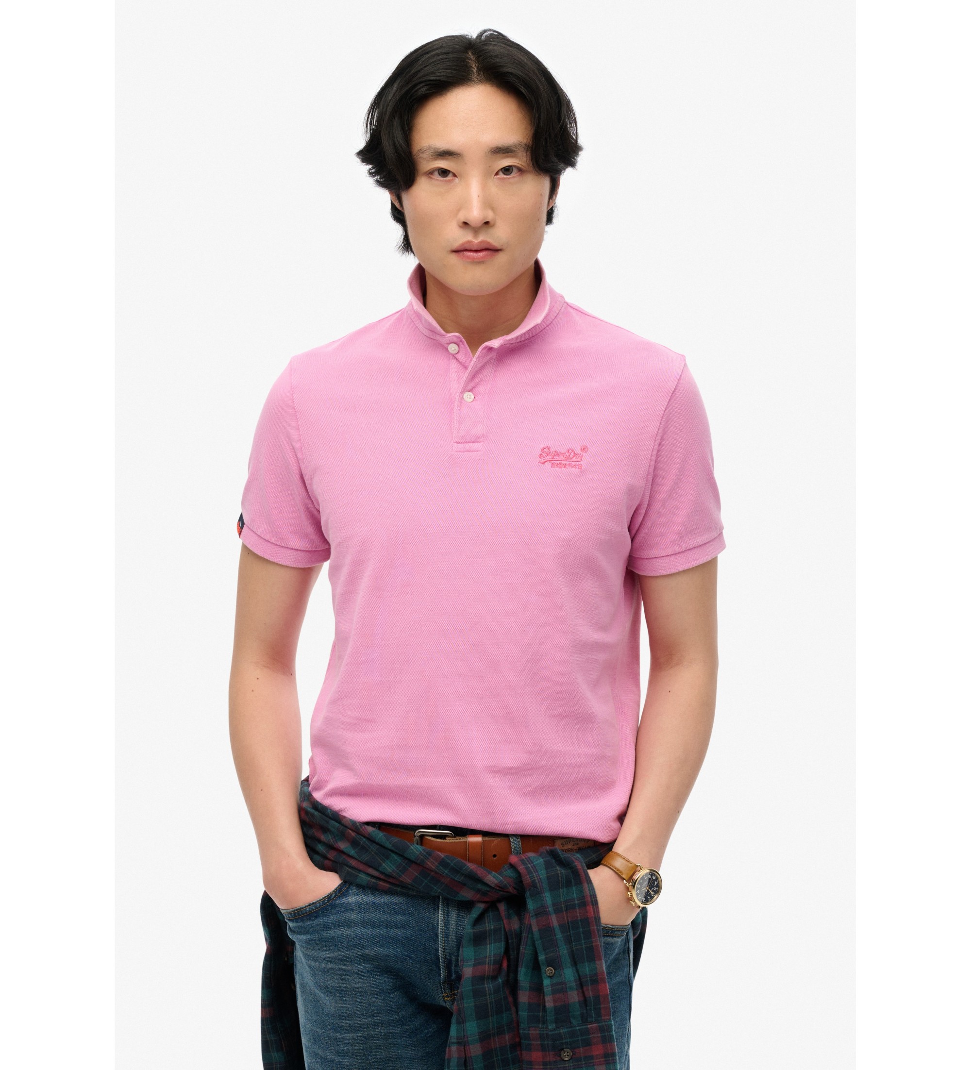Superdry für Herren. M1110439A Vintage Destroy rosa Poloshirt (S), Lässig, Baumwolle, Kurzarm