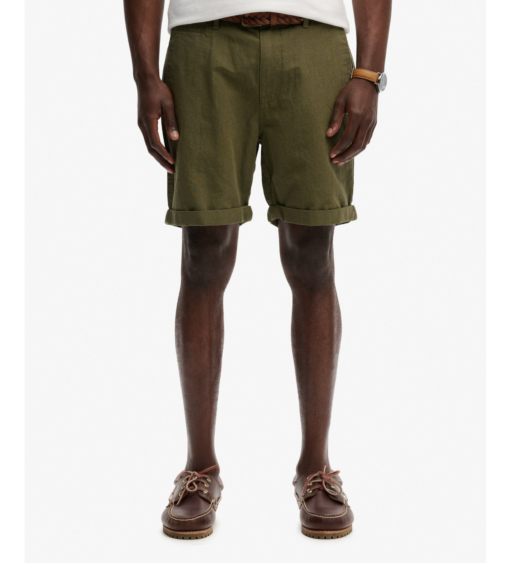 Superdry für Herren. M7110487A Shorts Premium Textured Chino grün (34), Lässig, Baumwolle