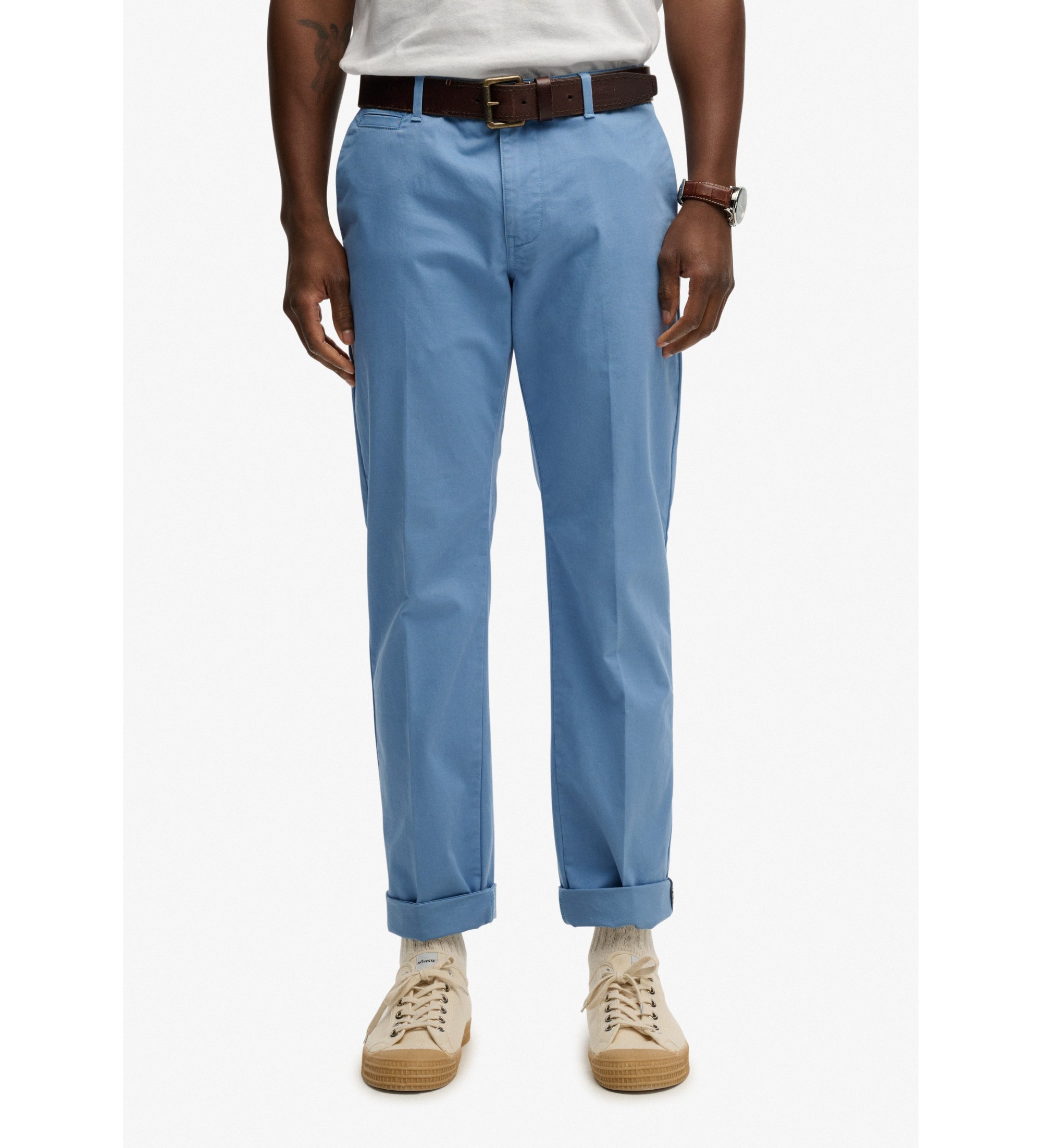 Superdry für Herren. M7011418A Premium Regular Chino Hose blau (36/32), Lässig, Baumwolle, Klassisch