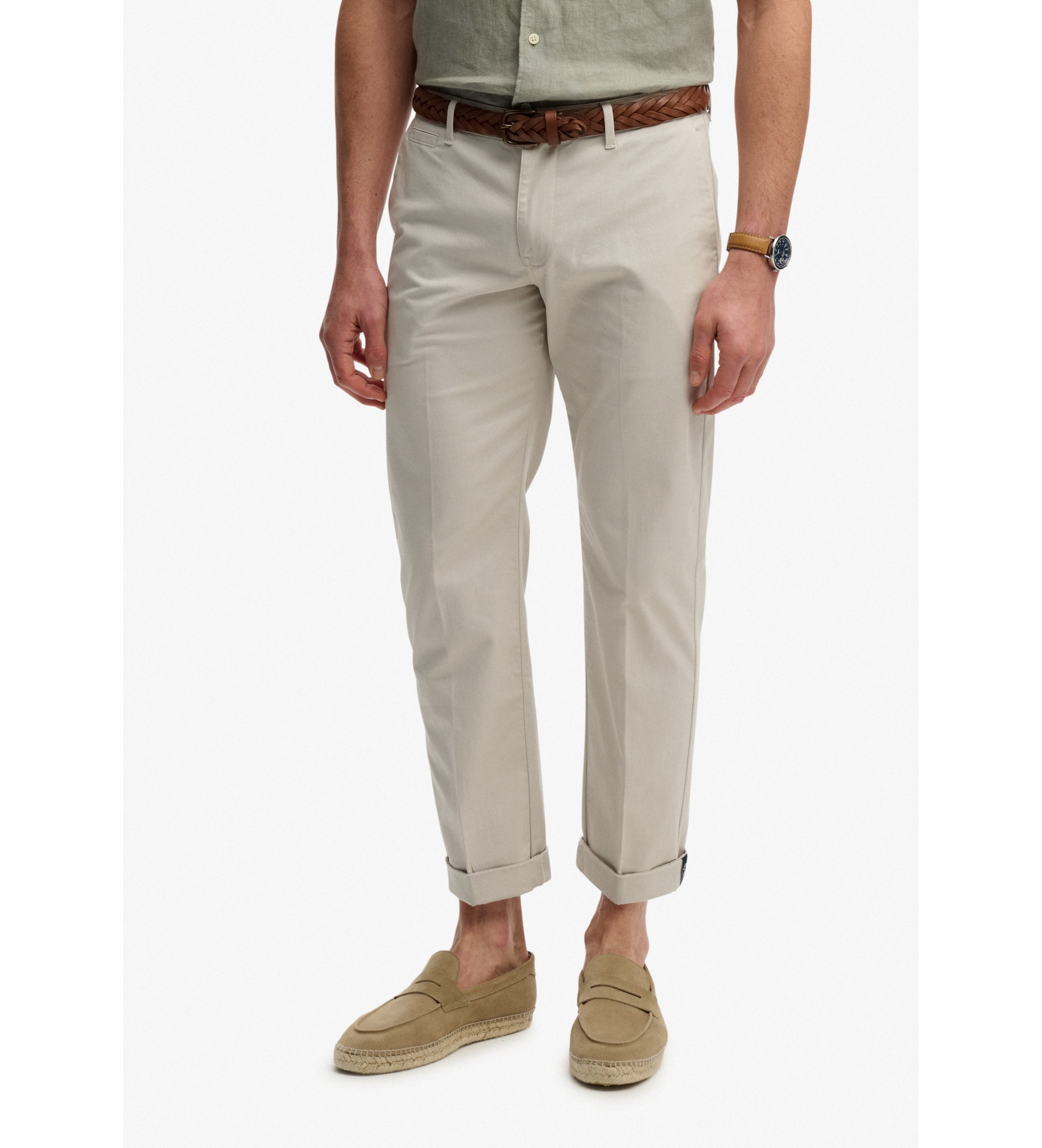 Superdry für Herren. M7011418A Hochwertige Recular Chino-Hose grau (34/34), Lässig, Baumwolle