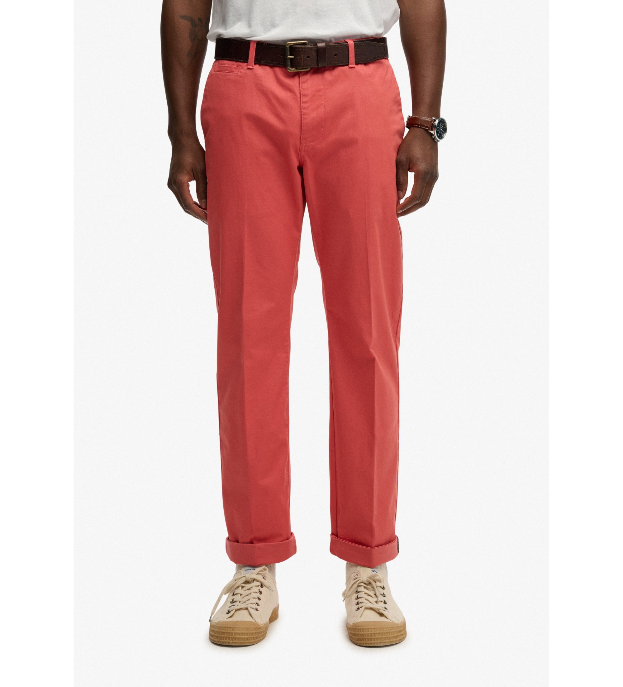 Superdry für Herren. M7011418A Premium Recular Chino Hose rot (30/32), Lässig, Baumwolle