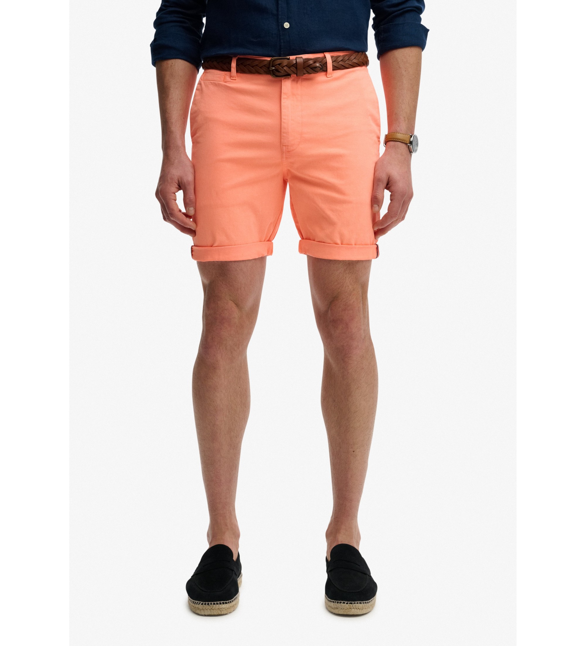 Superdry für Herren. M7110486A Coral Premium Regular Regular Chino Shorts (36), Lässig, Baumwolle, Koralle