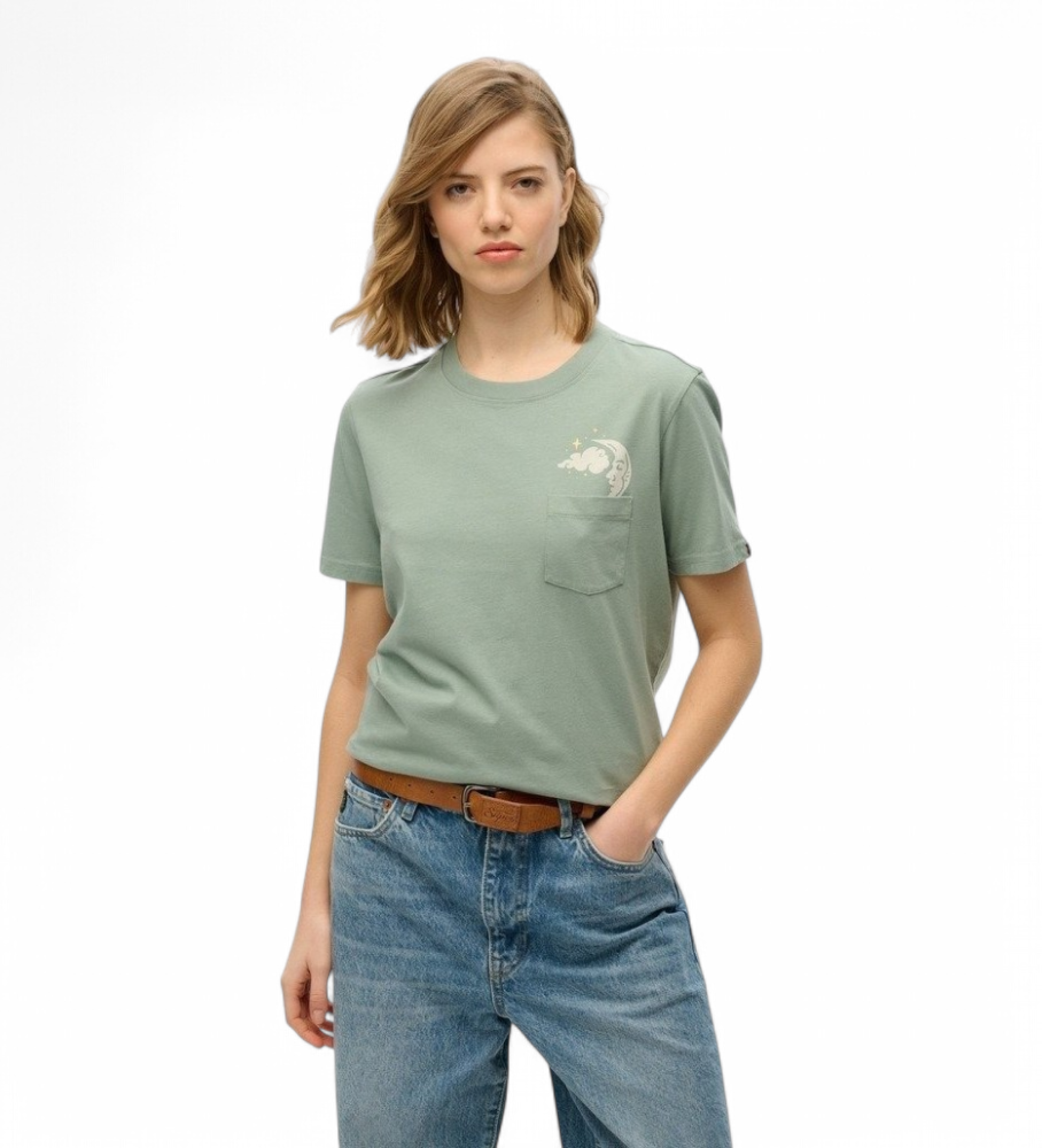 Superdry für Damen. W1011623A Entspanntes grünes Wahrsager-T-Shirt (M), Lässig, Kurzarm, Bio-Baumwolle, Nachhaltig