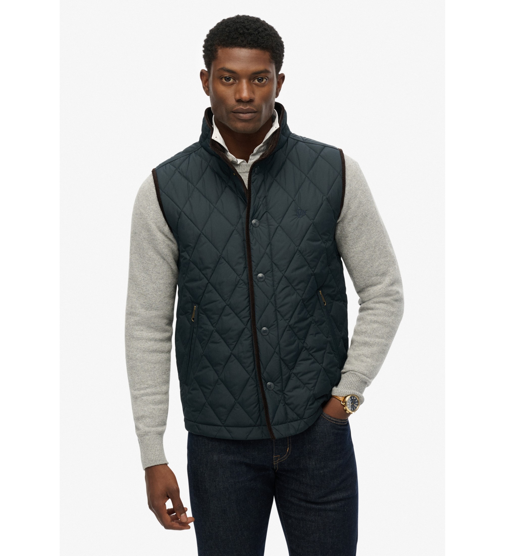 Superdry für Herren. M5012273A Steppweste navy (XXL), Lässig, Recyceltes Polyester, Nachhaltig, Marine