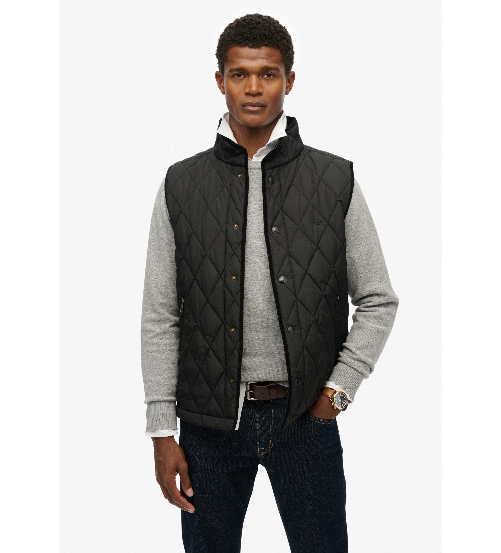 Superdry für Herren. M5012273A Schwarze Steppweste (XL), Lässig, Recyceltes Polyester, Nachhaltig