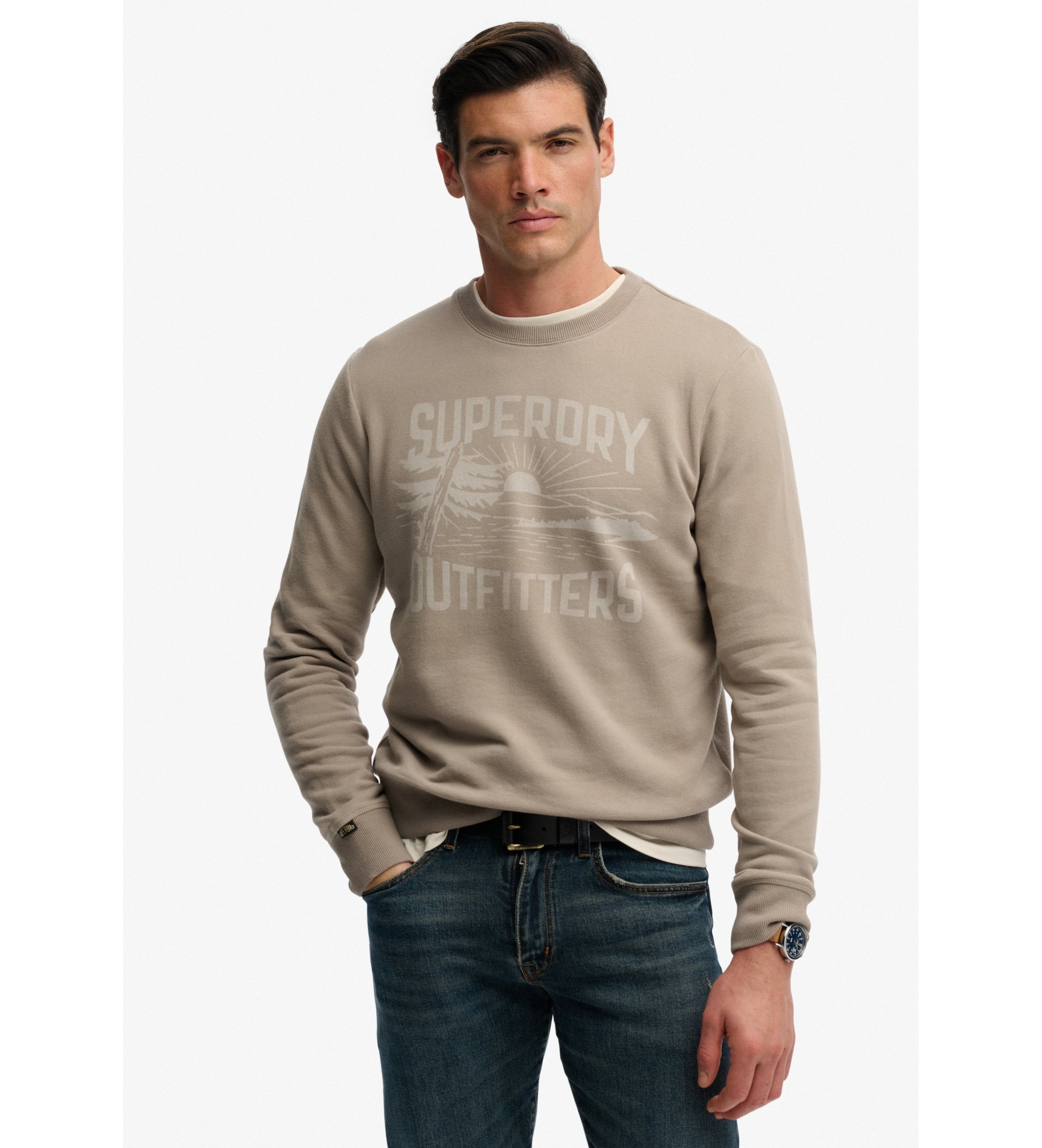 Superdry für Herren. M2014495A Retro Outdoor Sweatshirt taupe (L), Lässig, Baumwolle