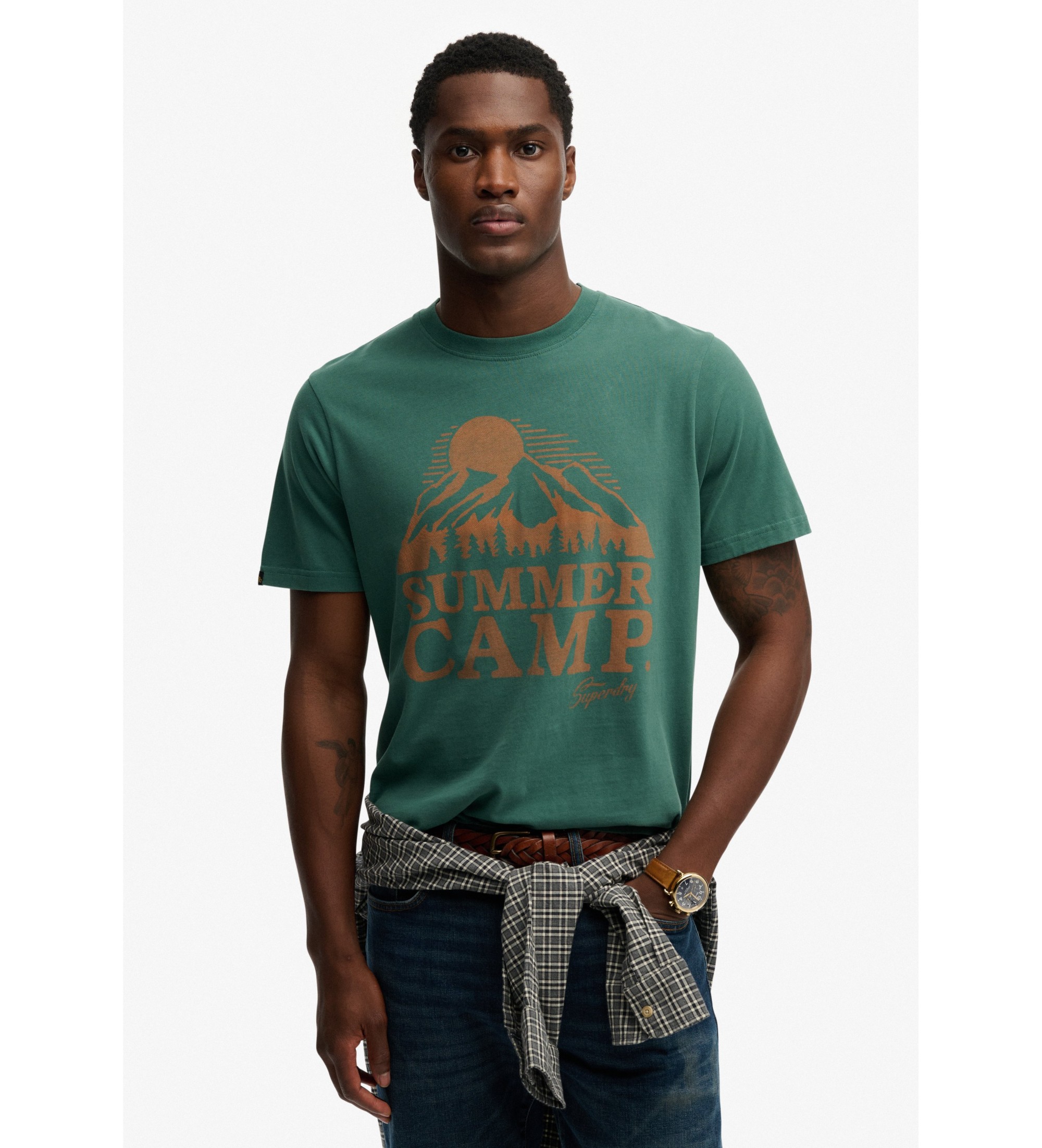 Superdry für Herren. M1012378A Retro Outdoor-T-Shirt Rlxd grün (M), Lässig, Baumwolle, Kurzarm