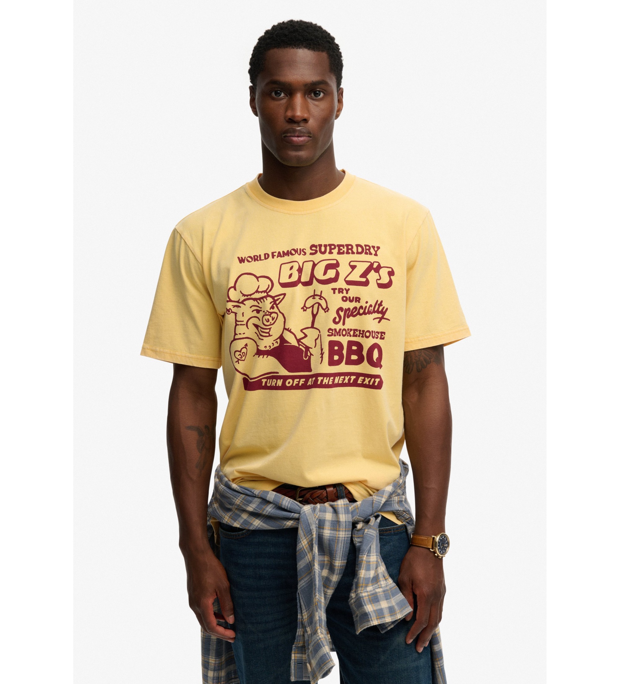 Superdry für Herren. M1012360A Roadside Trade Lose T-shirt gelb (L), Lässig, Baumwolle, Kurzarm
