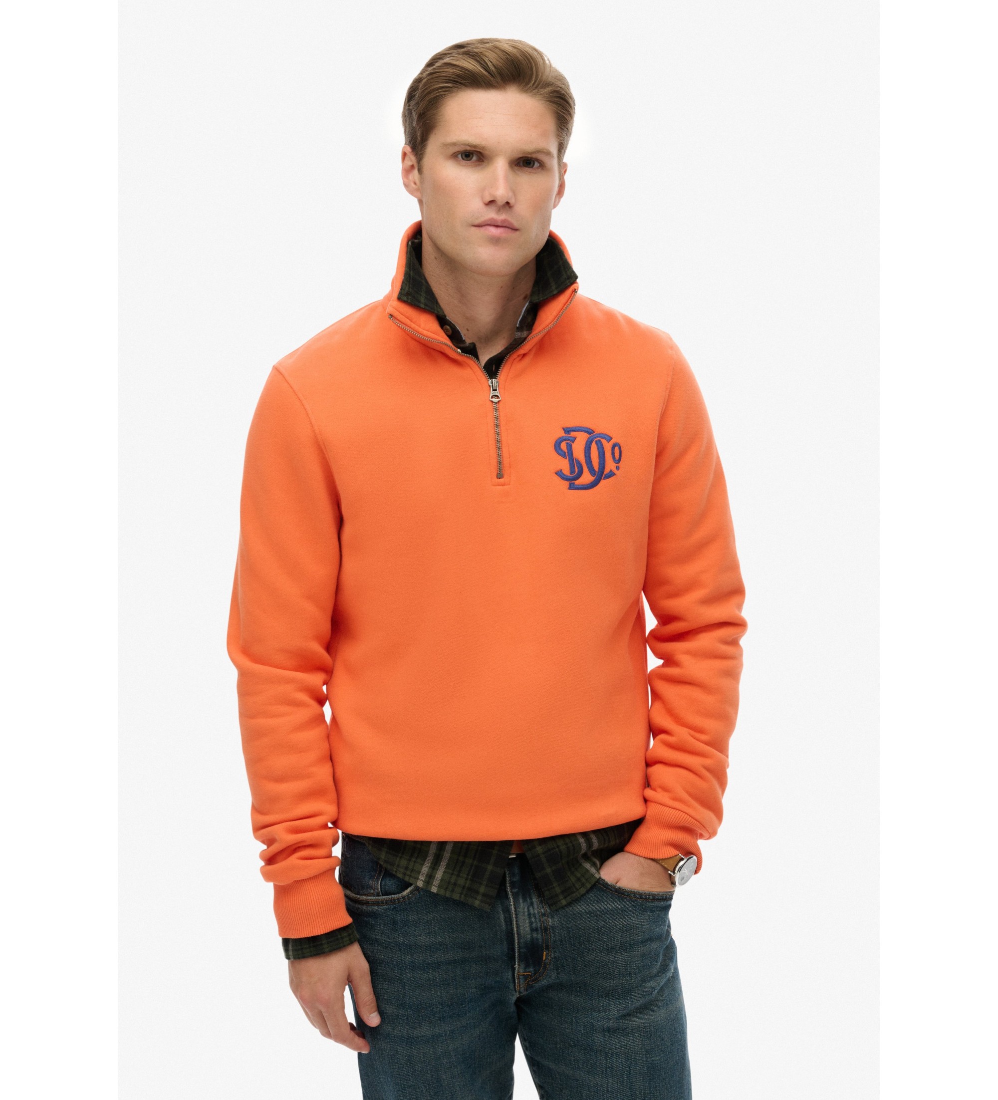 Superdry für Herren. M2014475A Sweatshirt Neon Half Zip Track orange (S), Lässig, Baumwolle