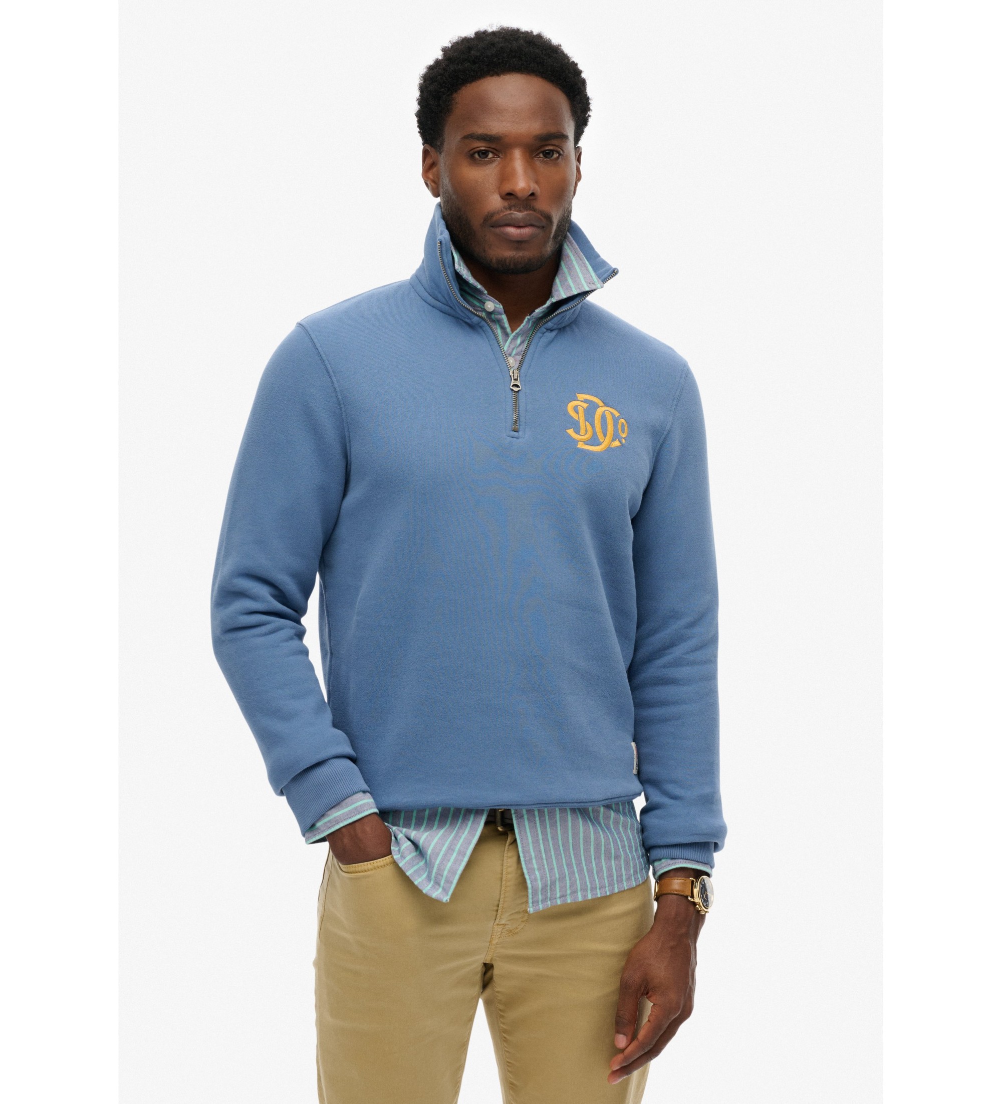 Superdry für Herren. M2014475A Sweatshirt Neon Half Zip Track blau (M), Lässig, Baumwolle