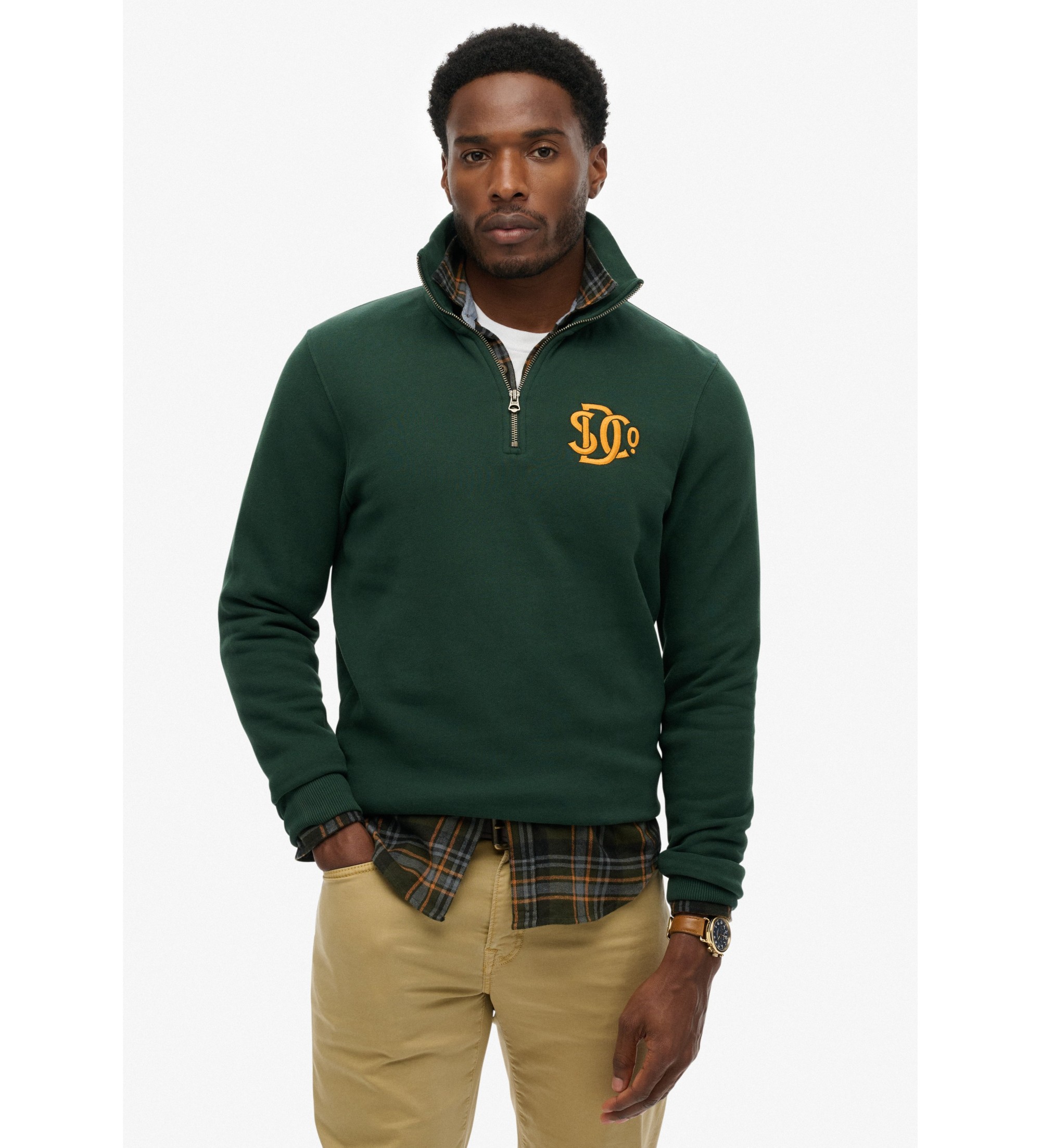 Superdry für Herren. M2014475A Sweatshirt Neon Half Zip Track grün (XXL), Lässig, Baumwolle