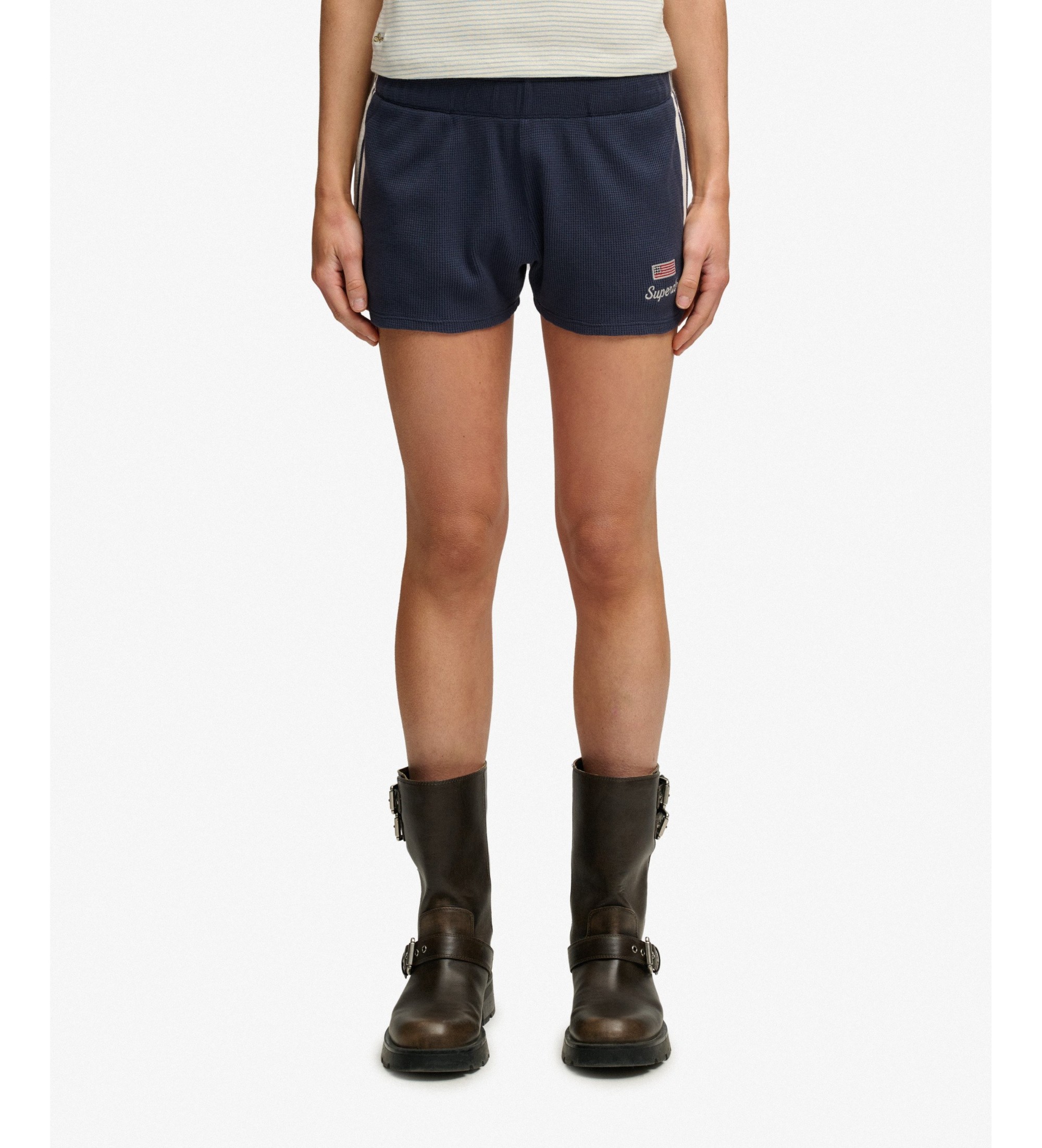 Superdry für Damen. W7110506A Kurze Waffel Retro navy (XS), Lässig, Baumwolle, Marine