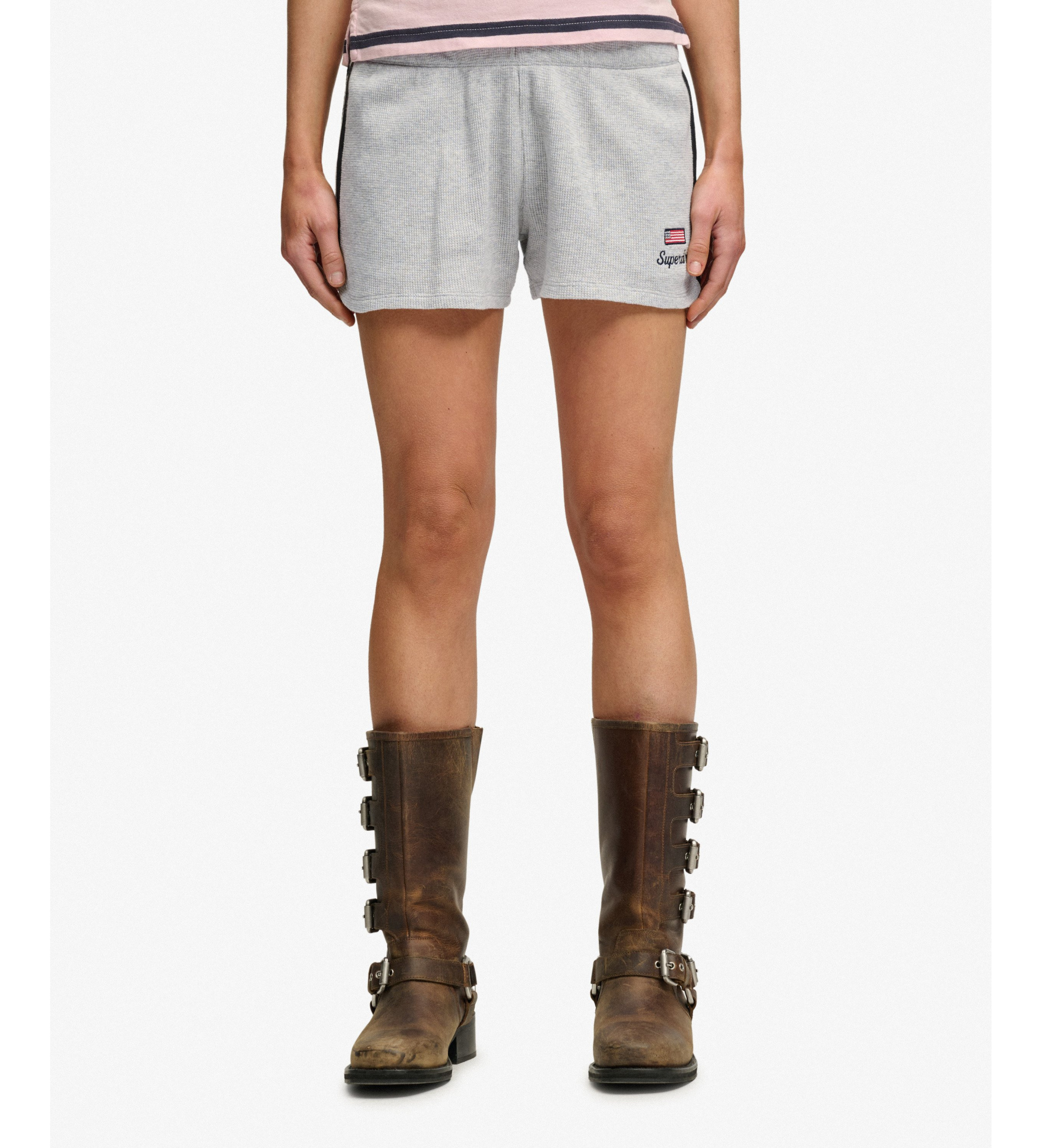 Superdry für Damen. W7110506A Waffelshorts Retro grau (M), Lässig, Baumwolle