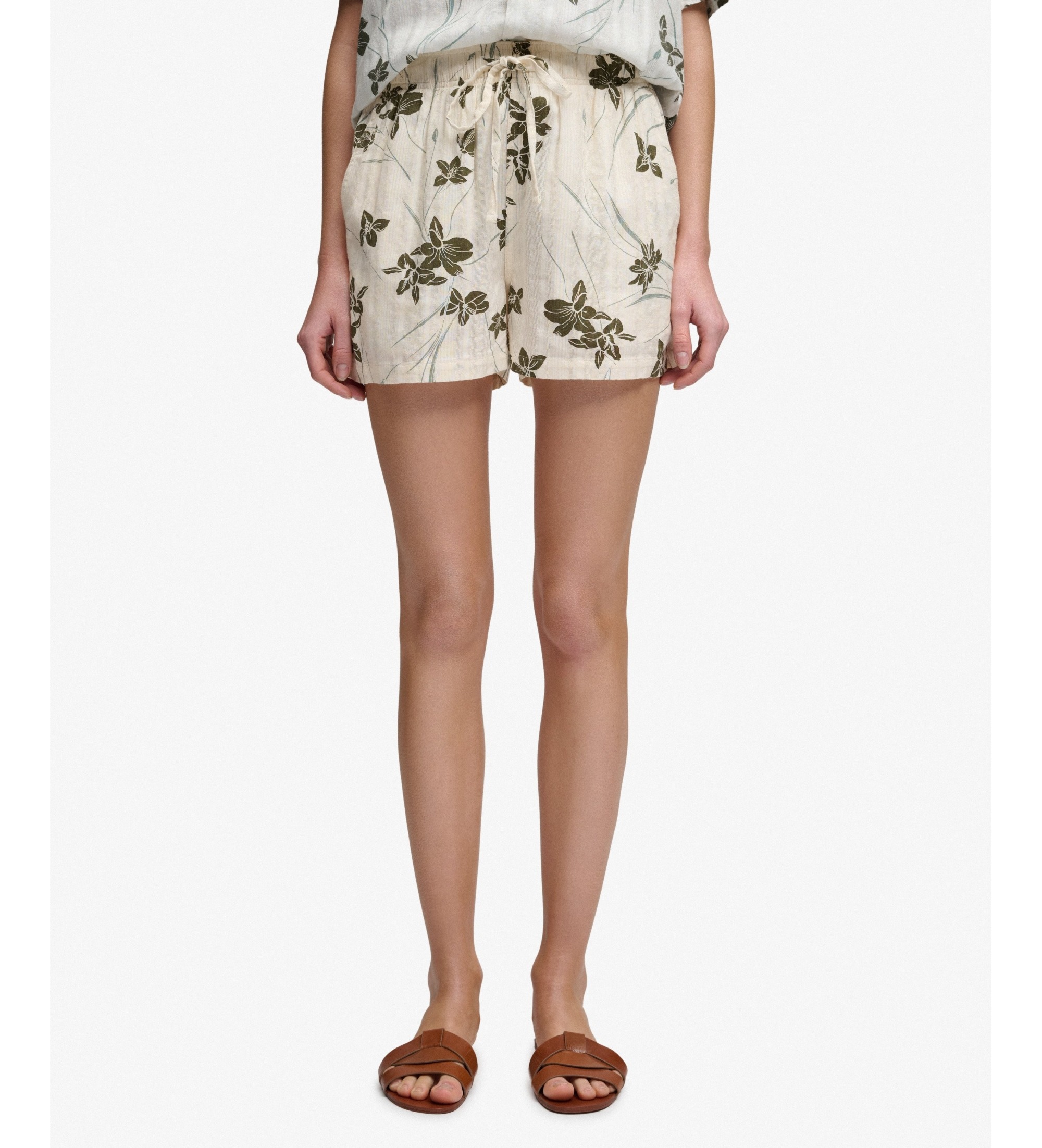 Superdry für Damen. W7110497A Shorts Printed Beach beige (S), Lässig, Baumwolle
