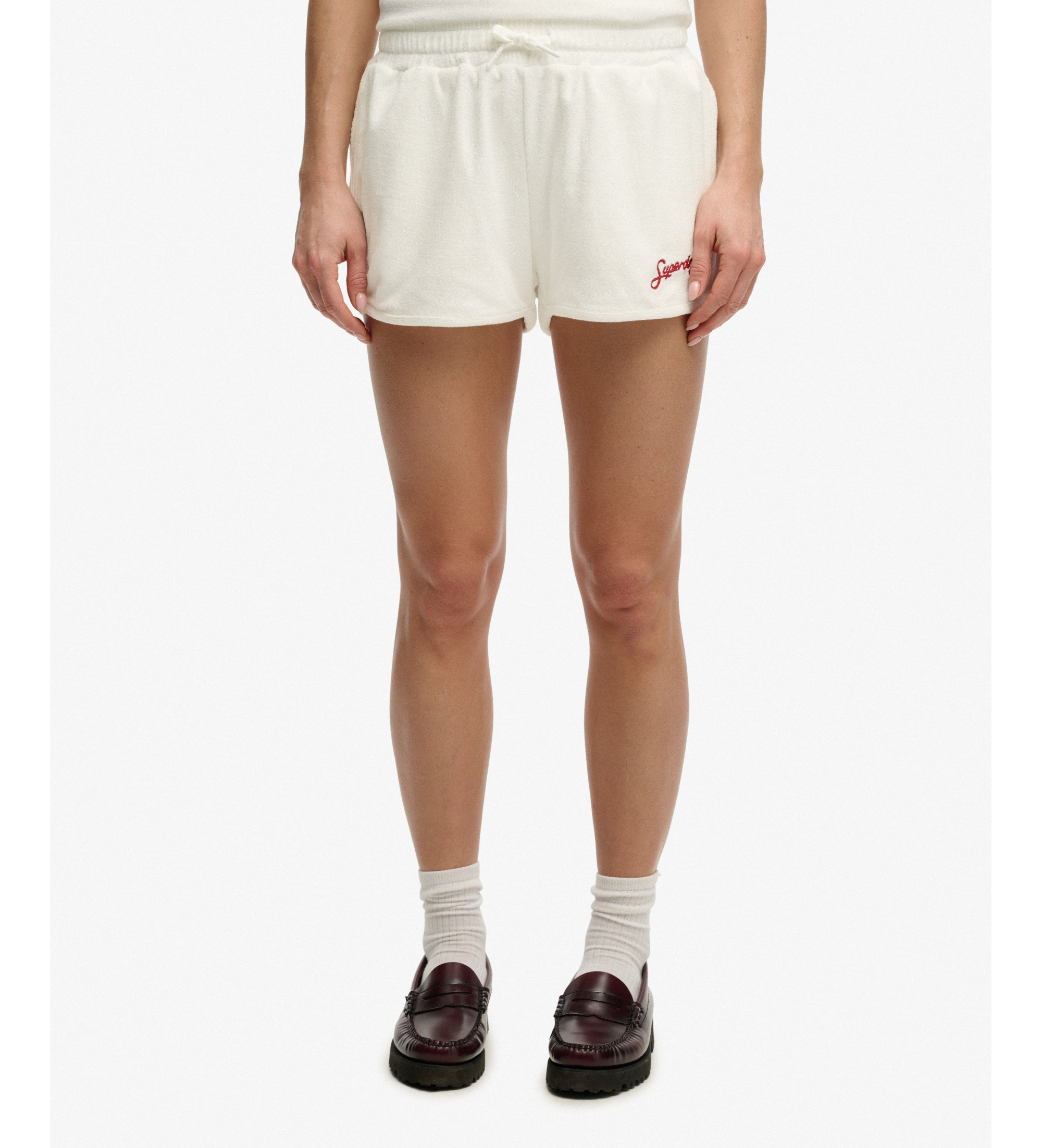 Superdryvoor vrouwen. W7110505A Heritage Terry beige korte broek (XS), Casual, Sportief, Katoen