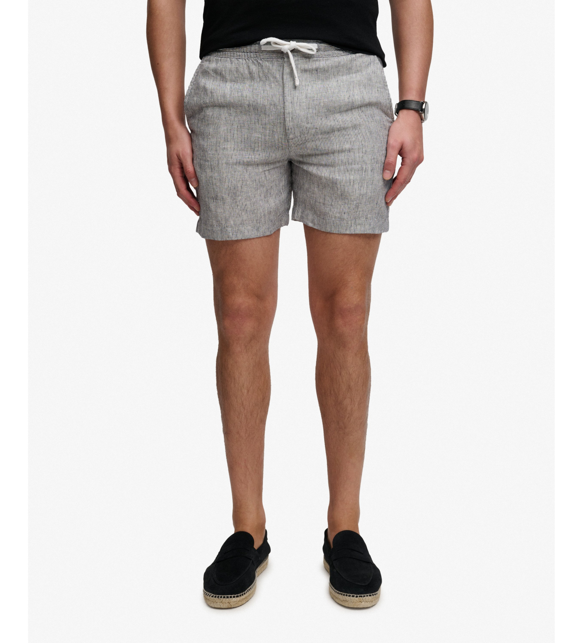 Superdry für Herren. M7110520A Shorts Merchant Linen hellgrau (XL), Lässig, Leinen