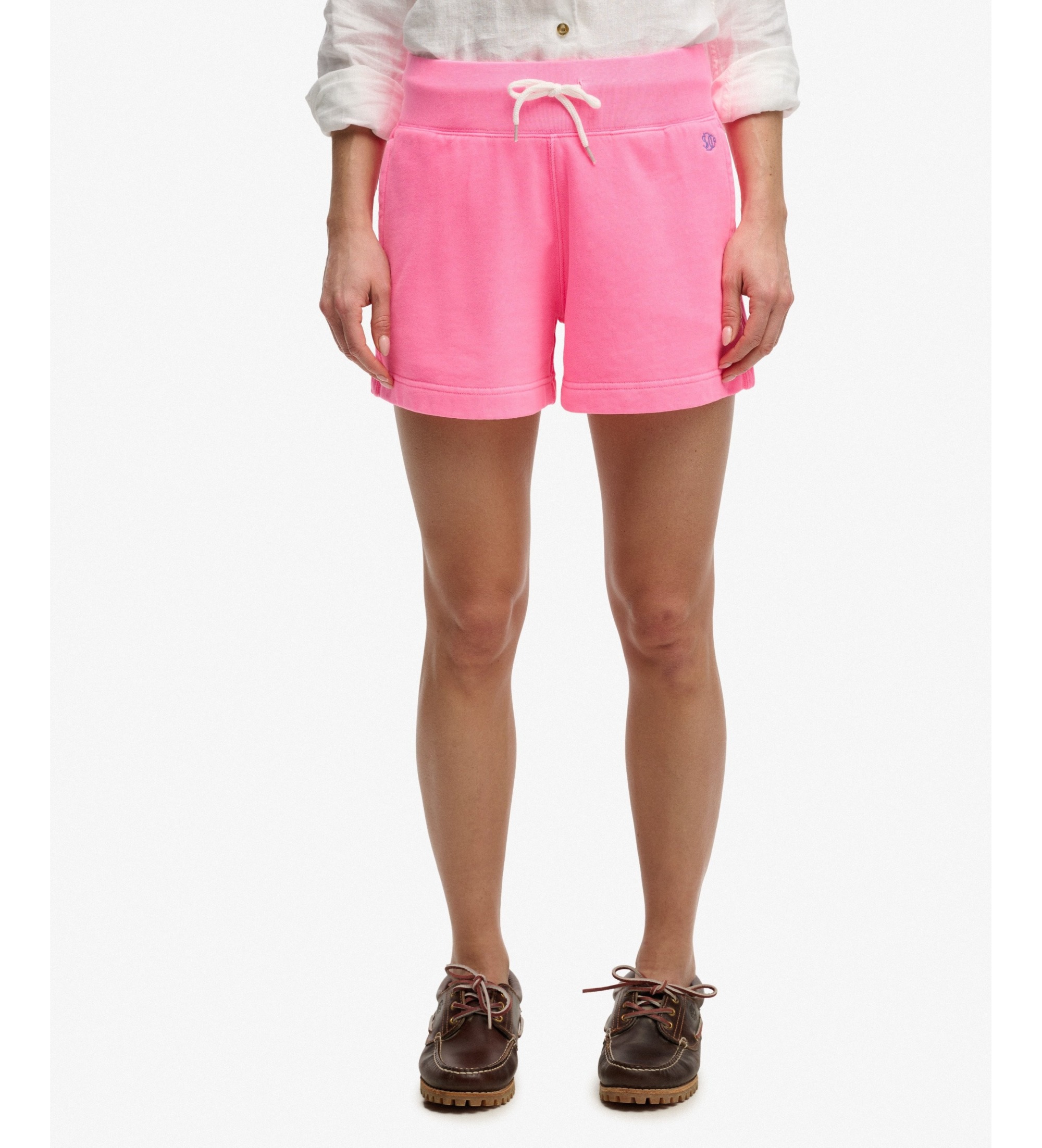 Superdry für Damen. W7110515A Shorts Studios neonpink (L), Lässig, Rosa, Baumwolle