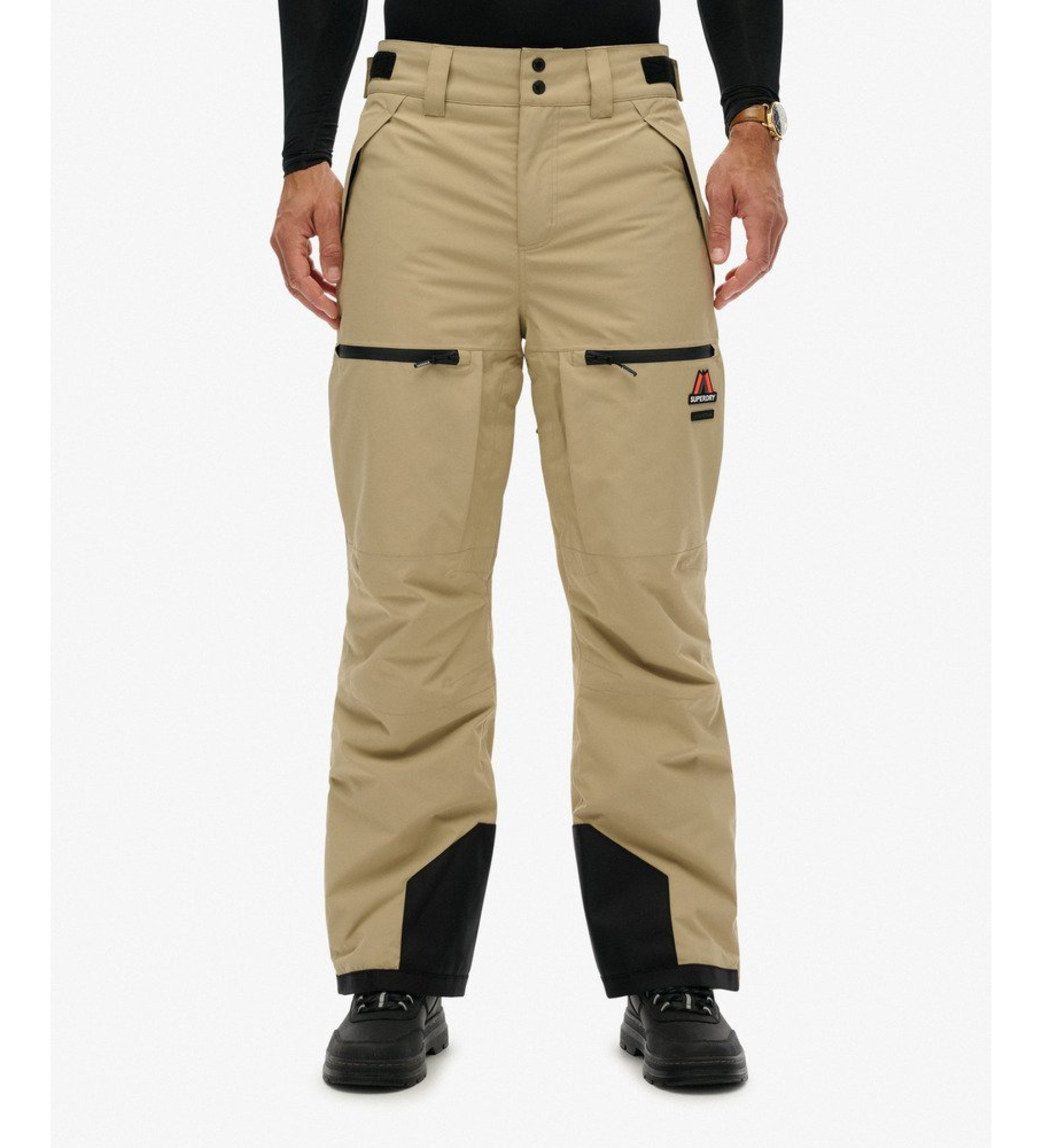 Superdryvoor mannen. MS110193A Ski Shell Broek beige (S), Casual, Sportief, Sneeuw, Gerecycled polyester, Duurzaam