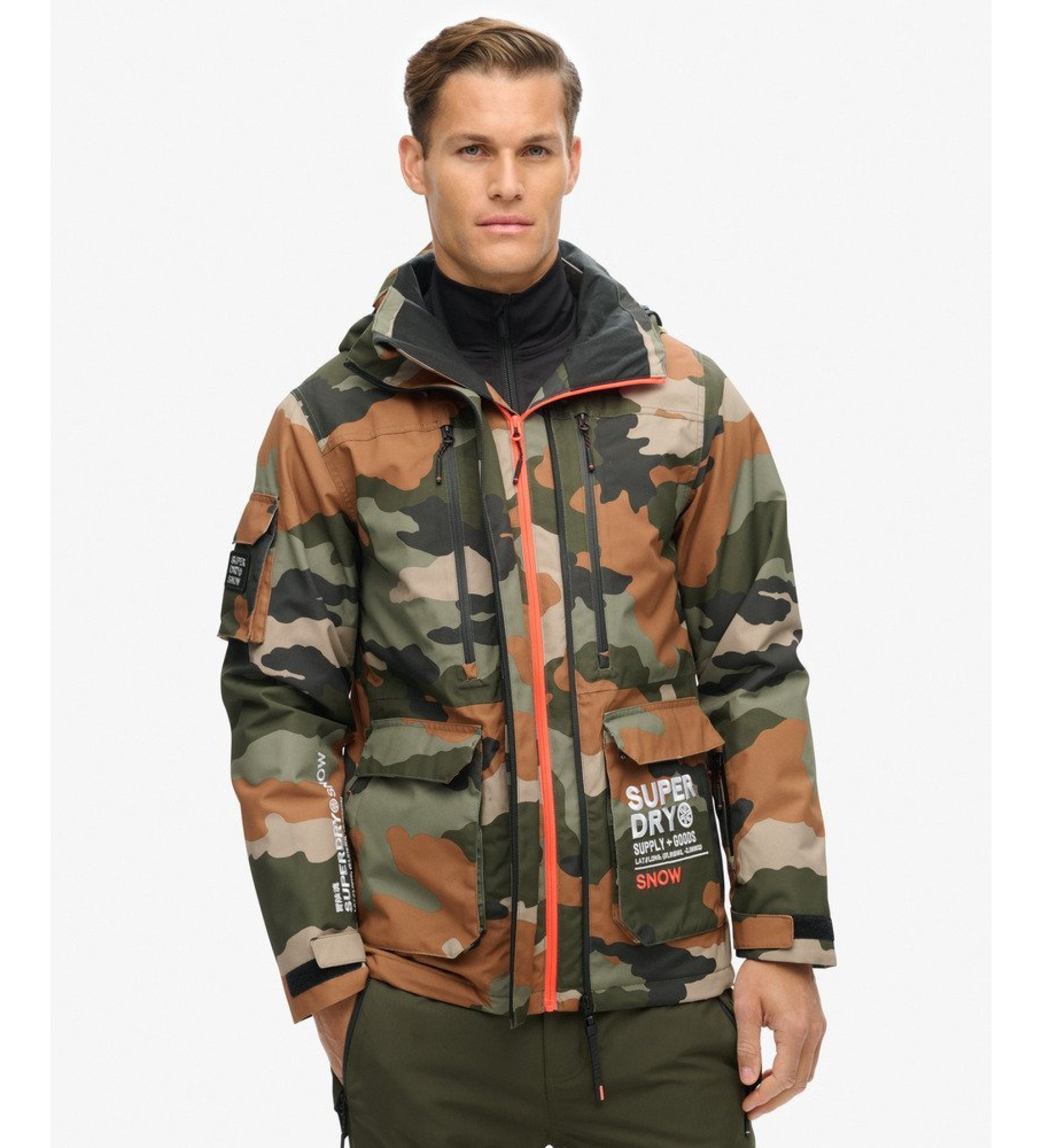 Superdryvoor mannen. MS110178A Ultimate Rescue Jas groen (S), Casual, Sportief, Camouflage, Sneeuw, Gerecycled polyester, Duurzaam