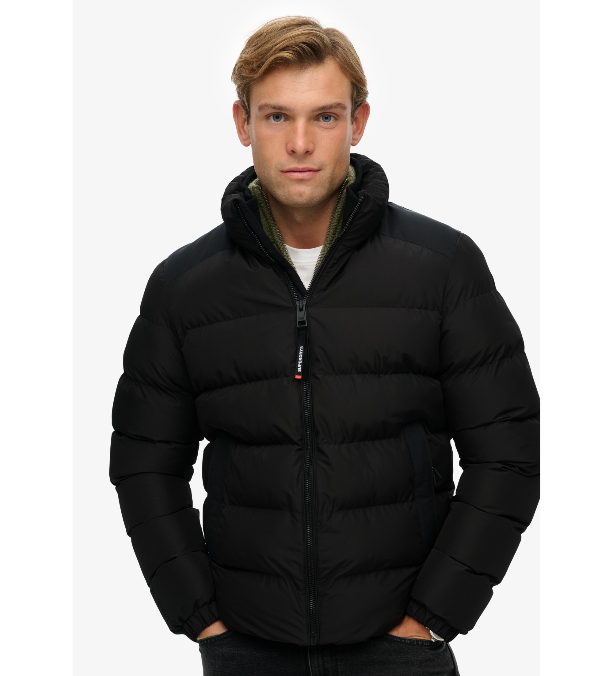 Superdry für Herren. M5012287A Sport-Pufferjacke schwarz (S), Lässig, Polyester