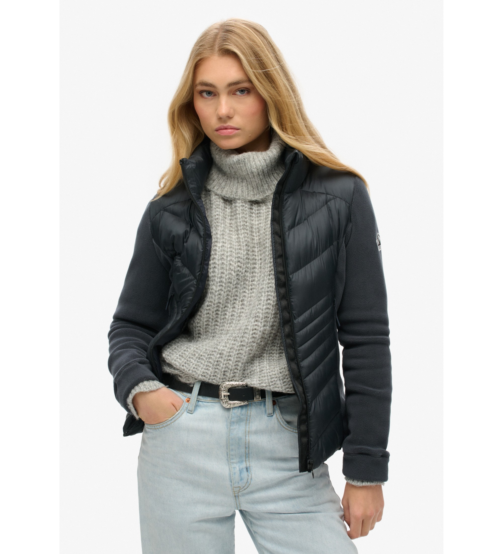 Superdry für Damen. W5011822A Storm Fleecejacke navy (L), Lässig, Recyceltes Polyester, Nachhaltig, Marine