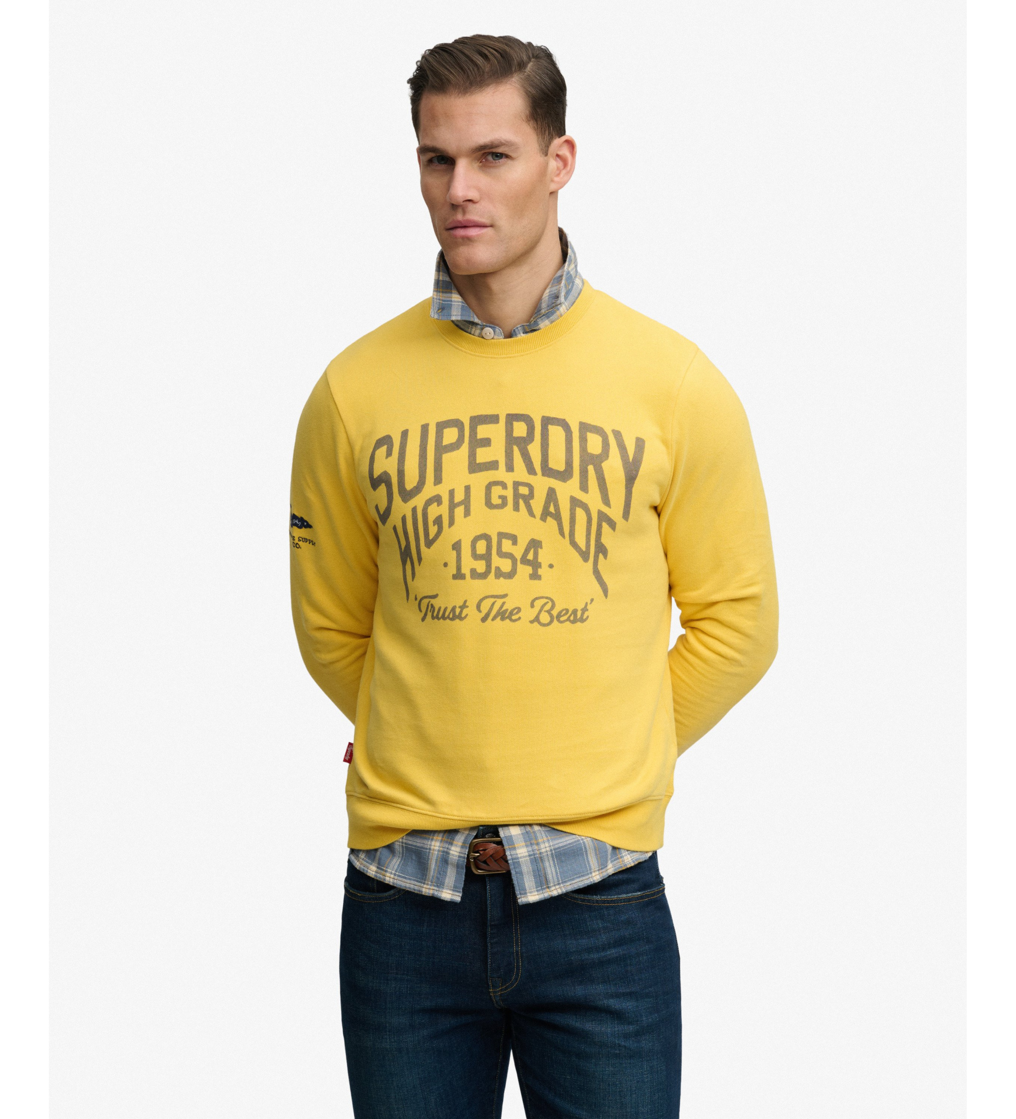 Superdry für Herren. M2014476A Coastal Relaxed Sweatshirt gelb (XL), Lässig, Baumwolle