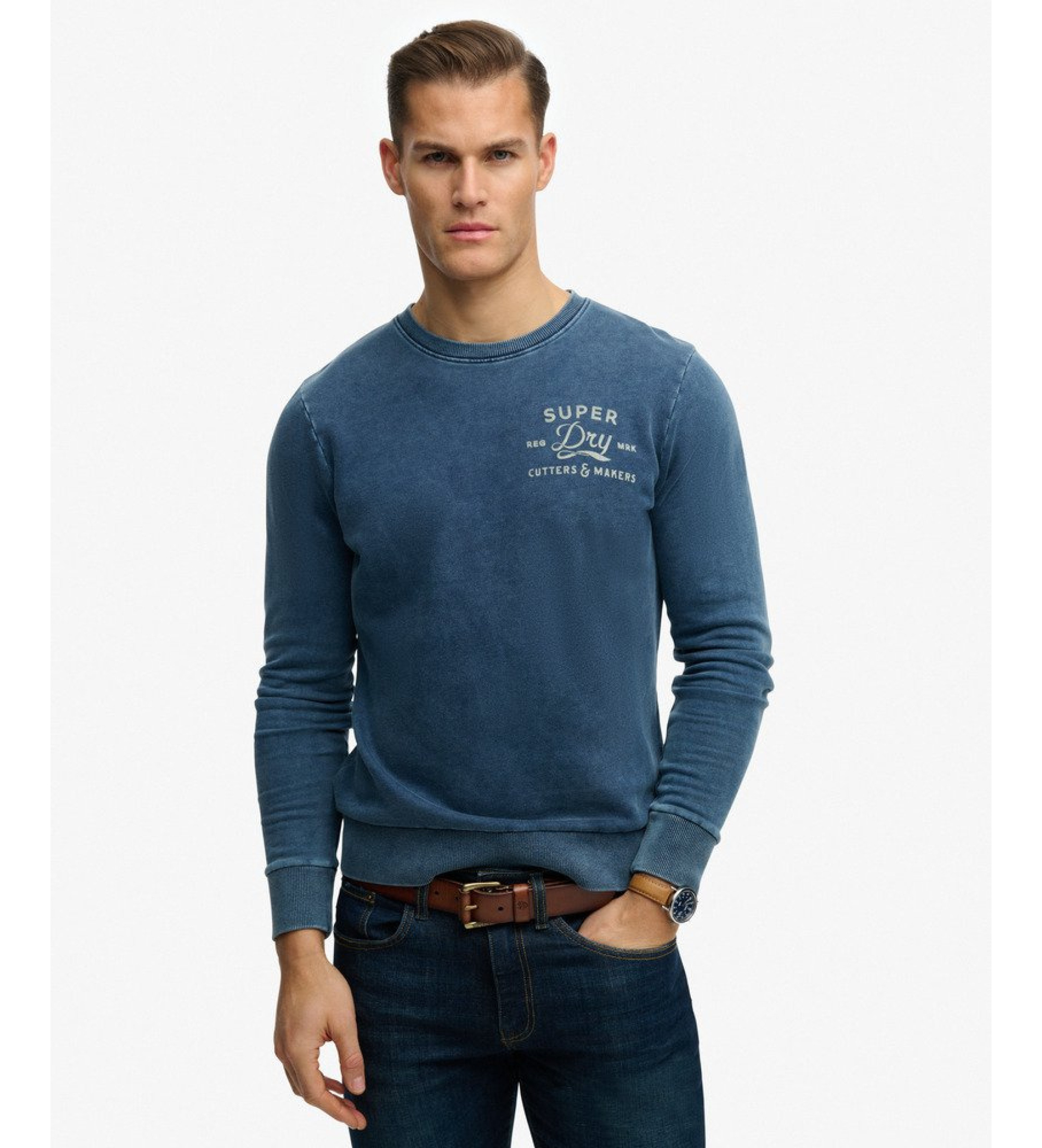 Superdry für Herren. M2014237A Cutters And Makers Sweatshirt blau (XL), Lässig, Baumwolle