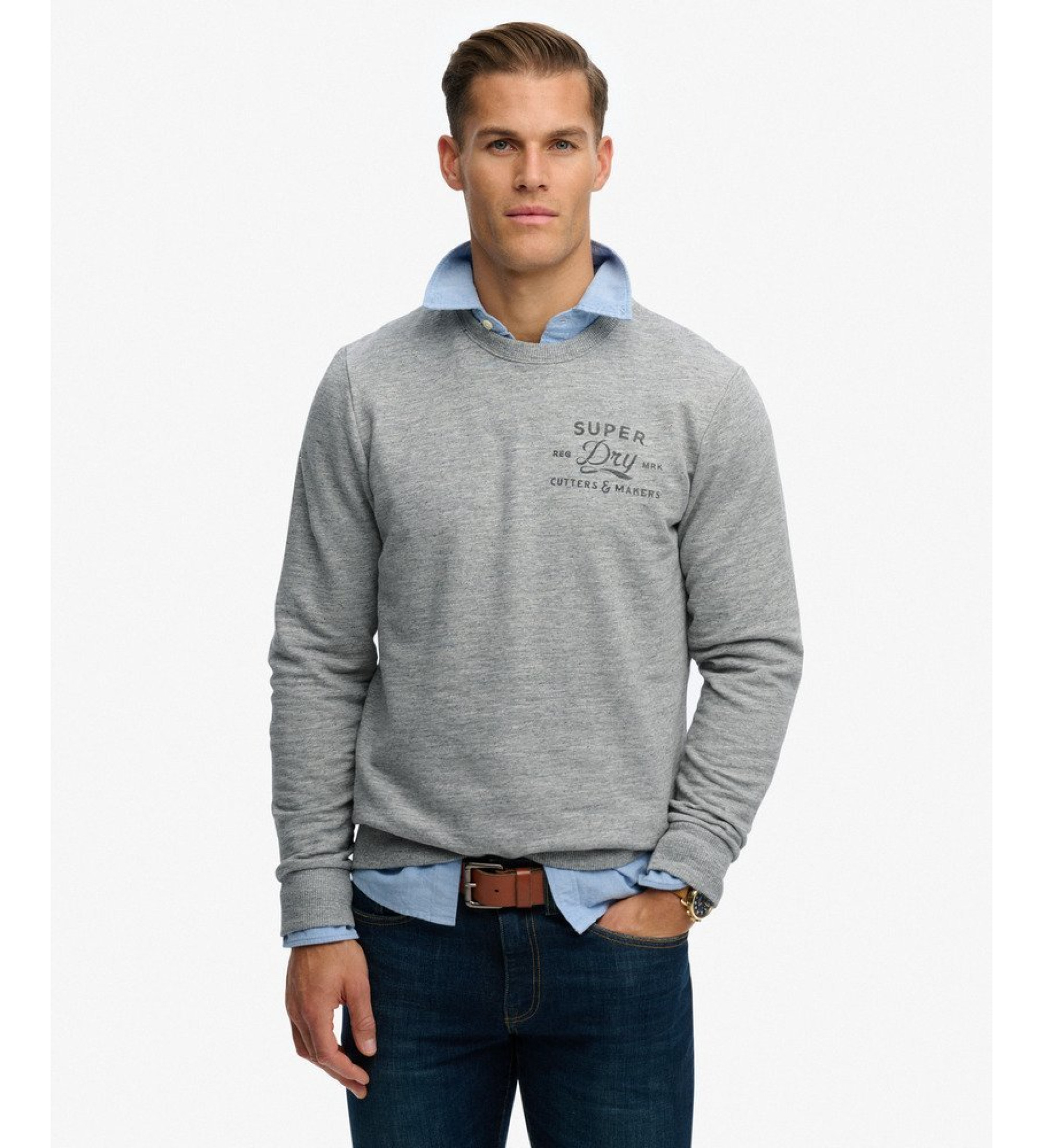 Superdry für Herren. M2014237A Graues Sweatshirt von Cutters And Makers (S), Lässig, Baumwolle