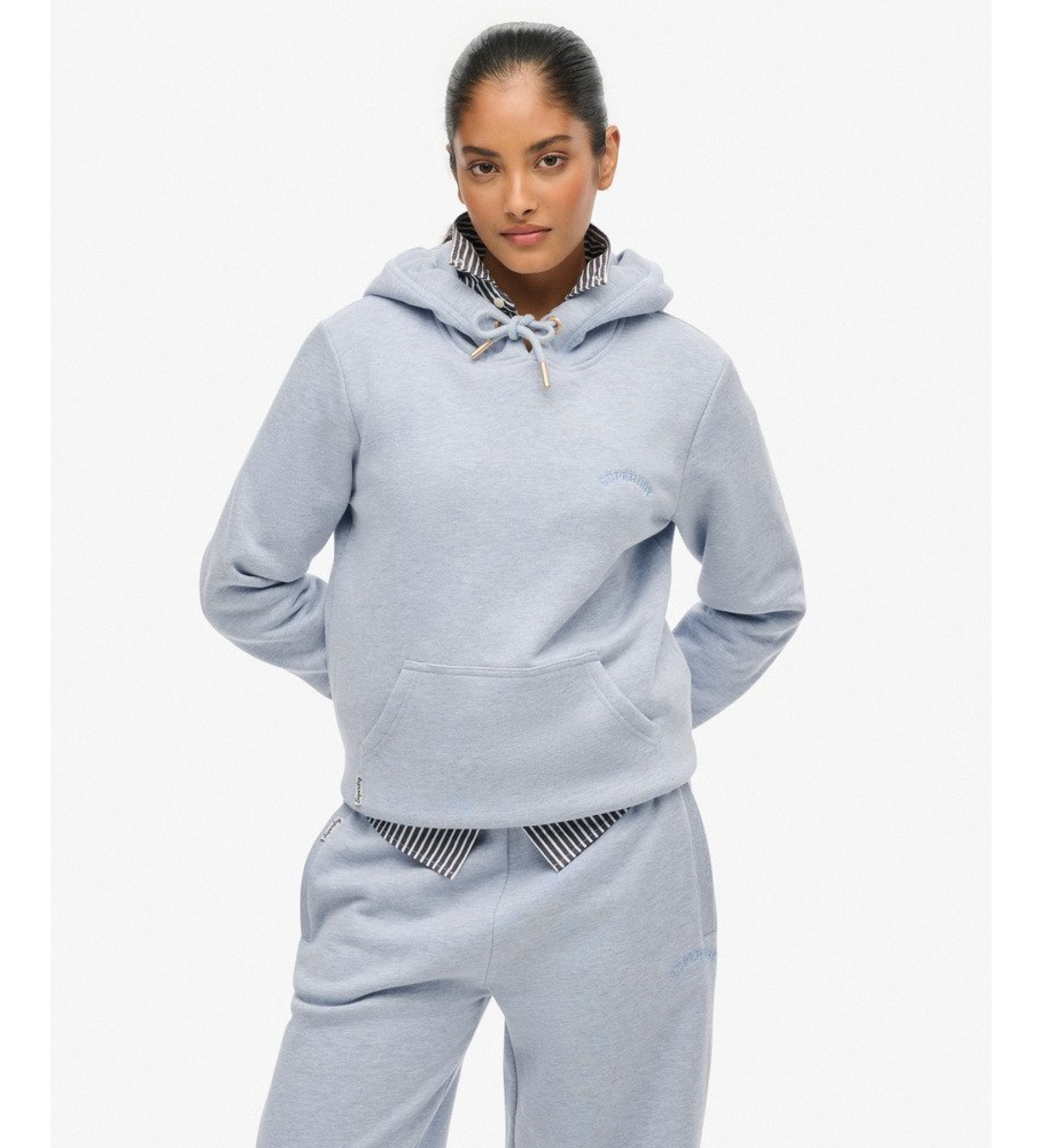 Superdry für Damen. W2012559A Essential Logo Sweatshirt blau (XXS), Lässig, Baumwolle, Langarm