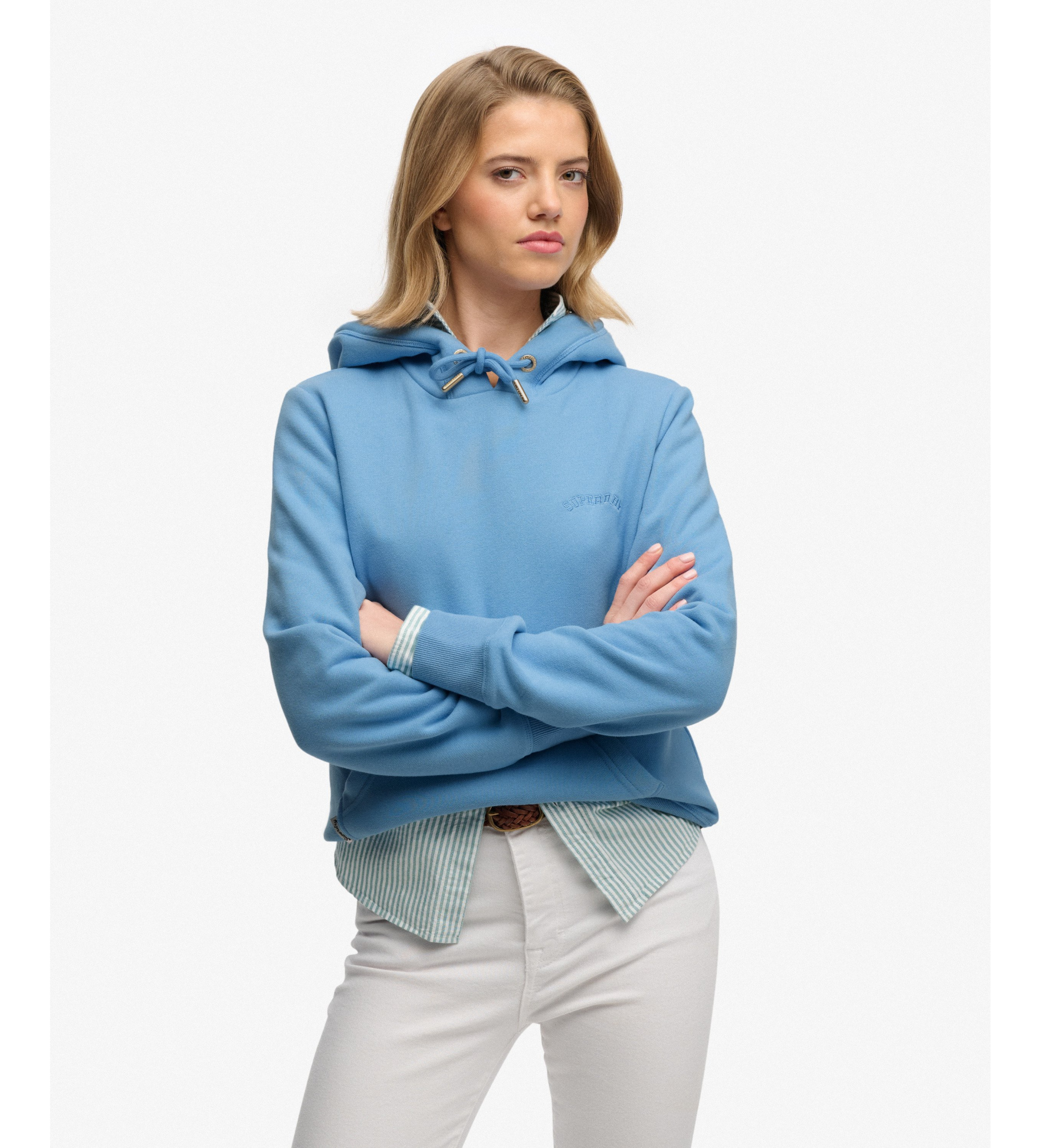 Superdry für Damen. W2012667A Essential Logo Sweatshirt blau (L), Lässig, Baumwolle