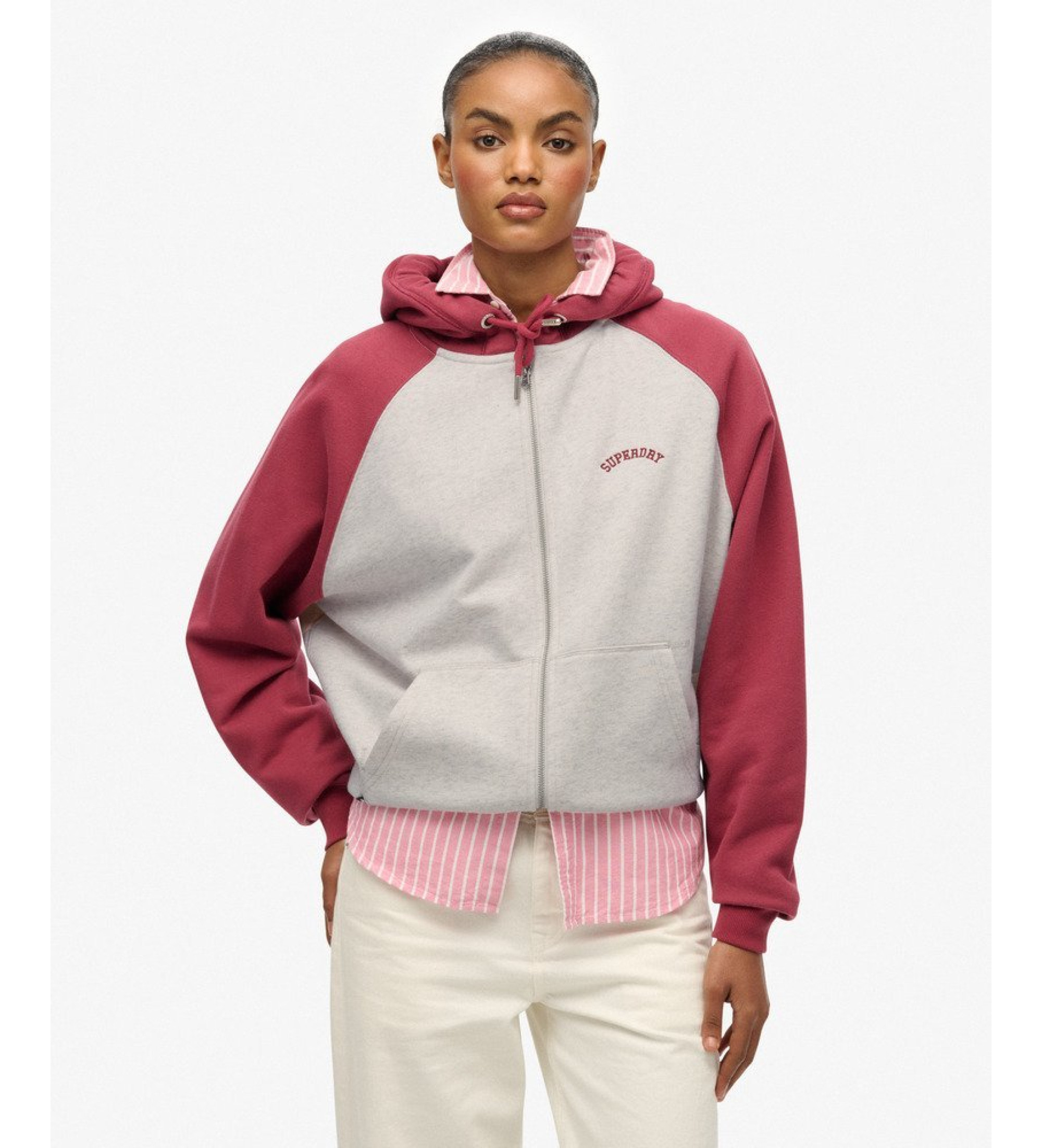 Superdry für Damen. W2012476A Essential Logo OSZ Raglan Sweatshirt rot (L), Lässig, Baumwolle