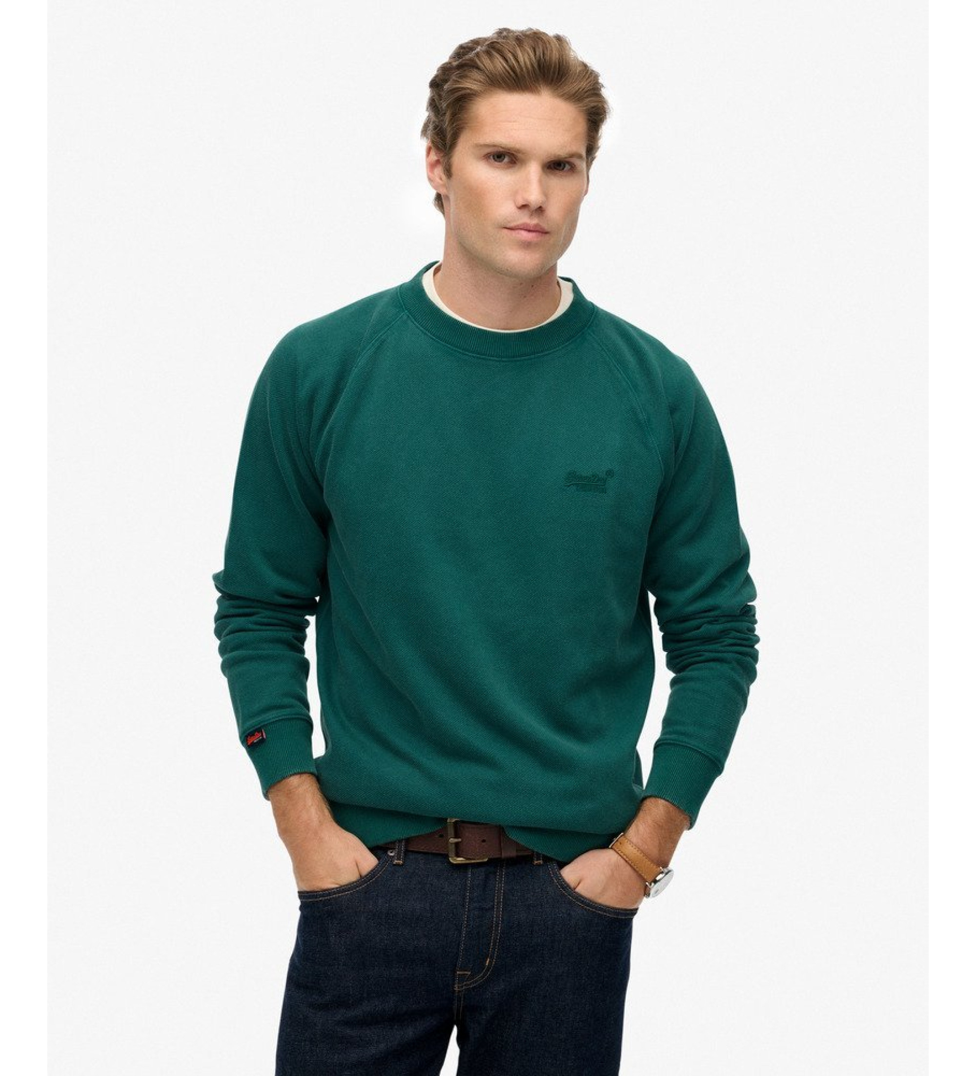 Superdry für Herren. M2014307A Essential Logo Raglan Sweatshirt grün (S), Lässig, Baumwolle
