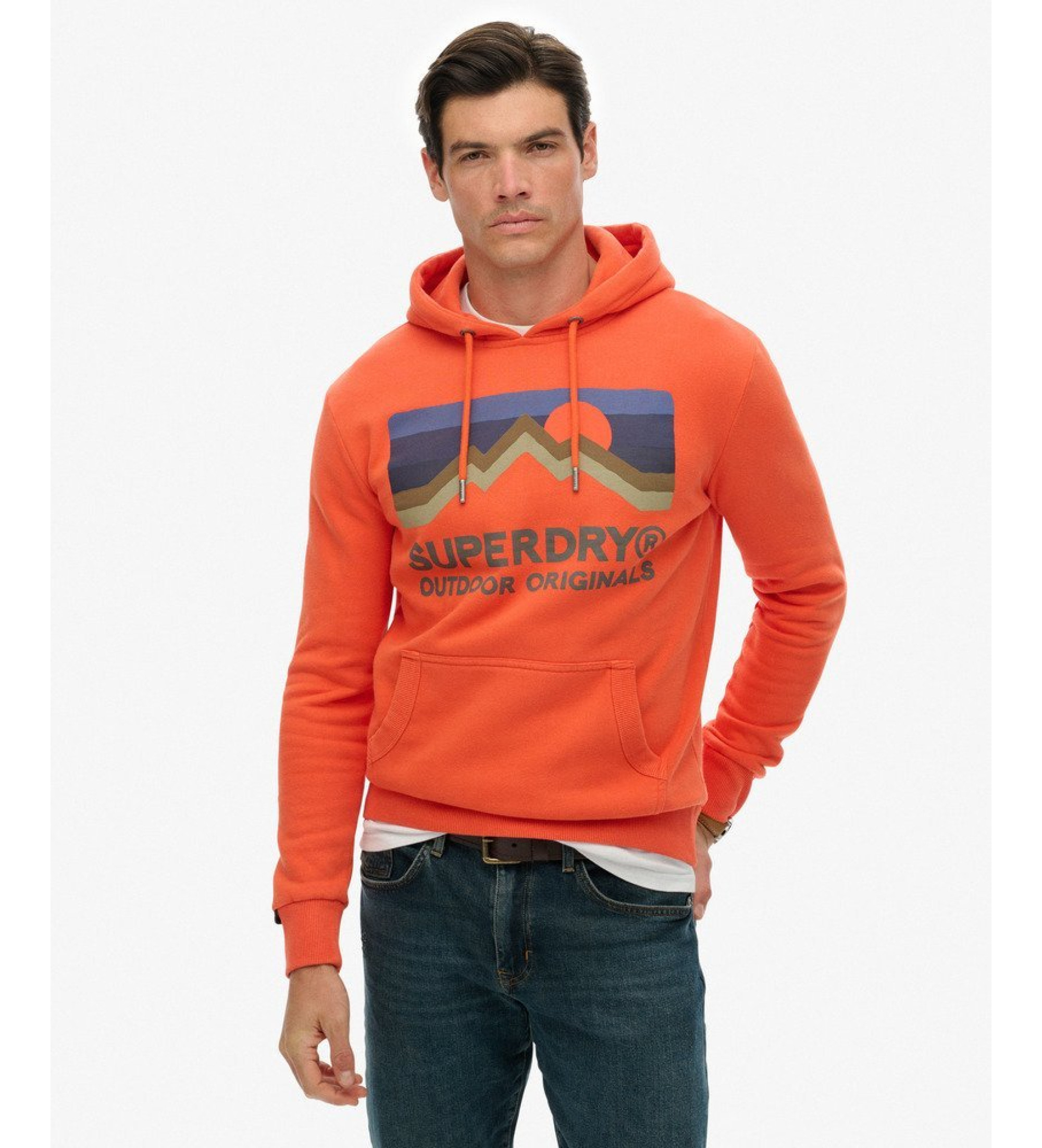 Superdry für Herren. M2014240A Great Outdoors Entspannte Kapuze orange (S), Lässig, Baumwolle, Langarm