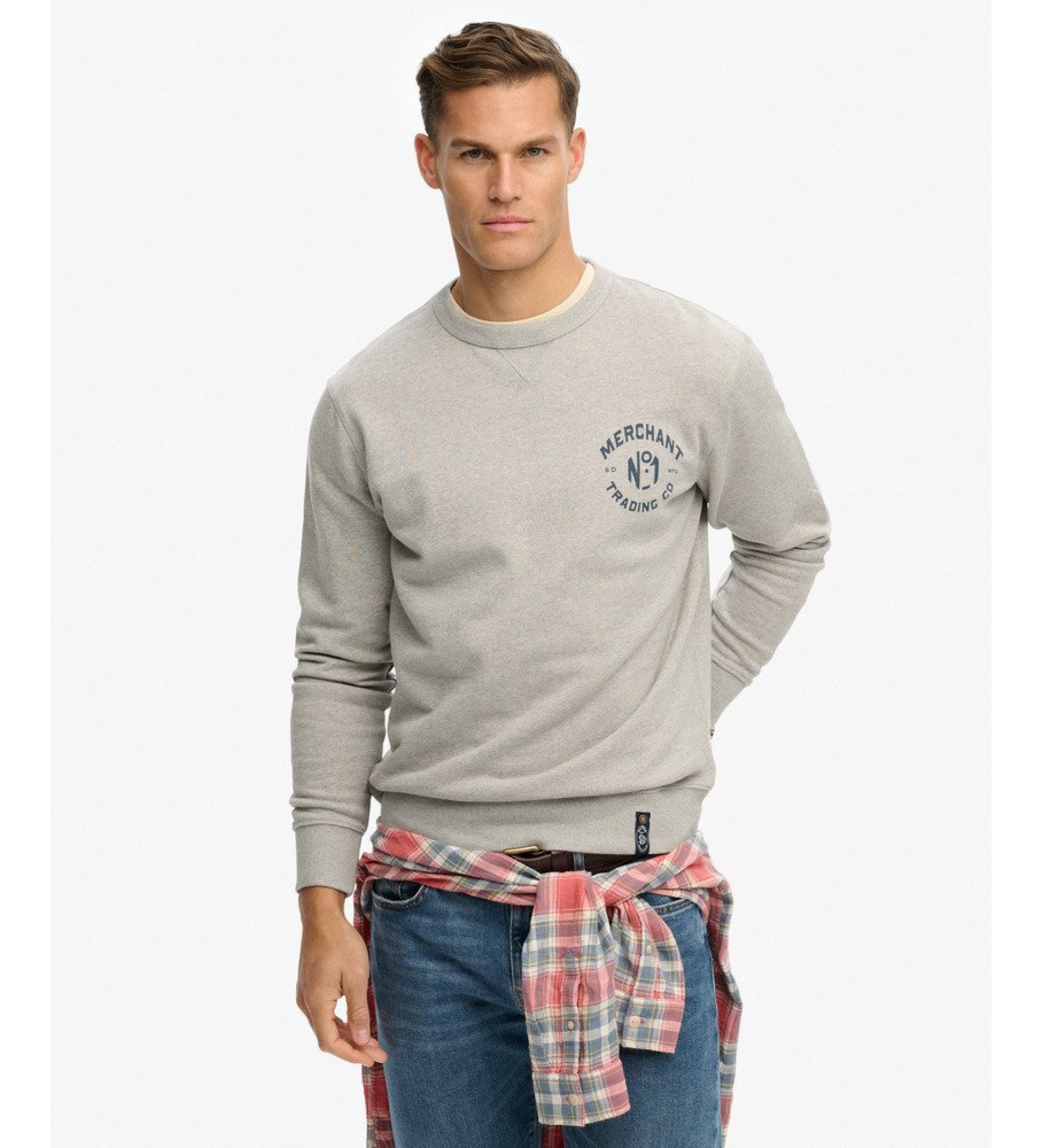Superdry für Herren. M2014305A Merchant Graphic Sweatshirt grau (L), Lässig, Baumwolle
