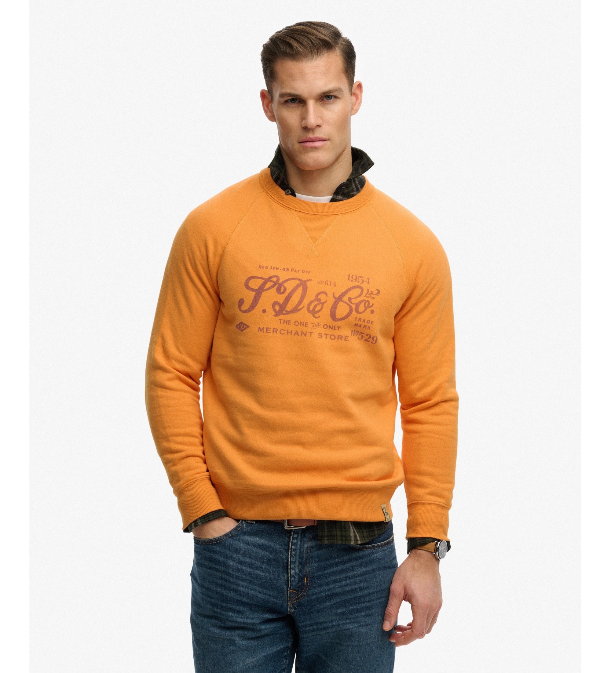 Superdry für Herren. M2014474A Sweatshirt Merchant Vintage Print orange (S), Lässig, Baumwolle