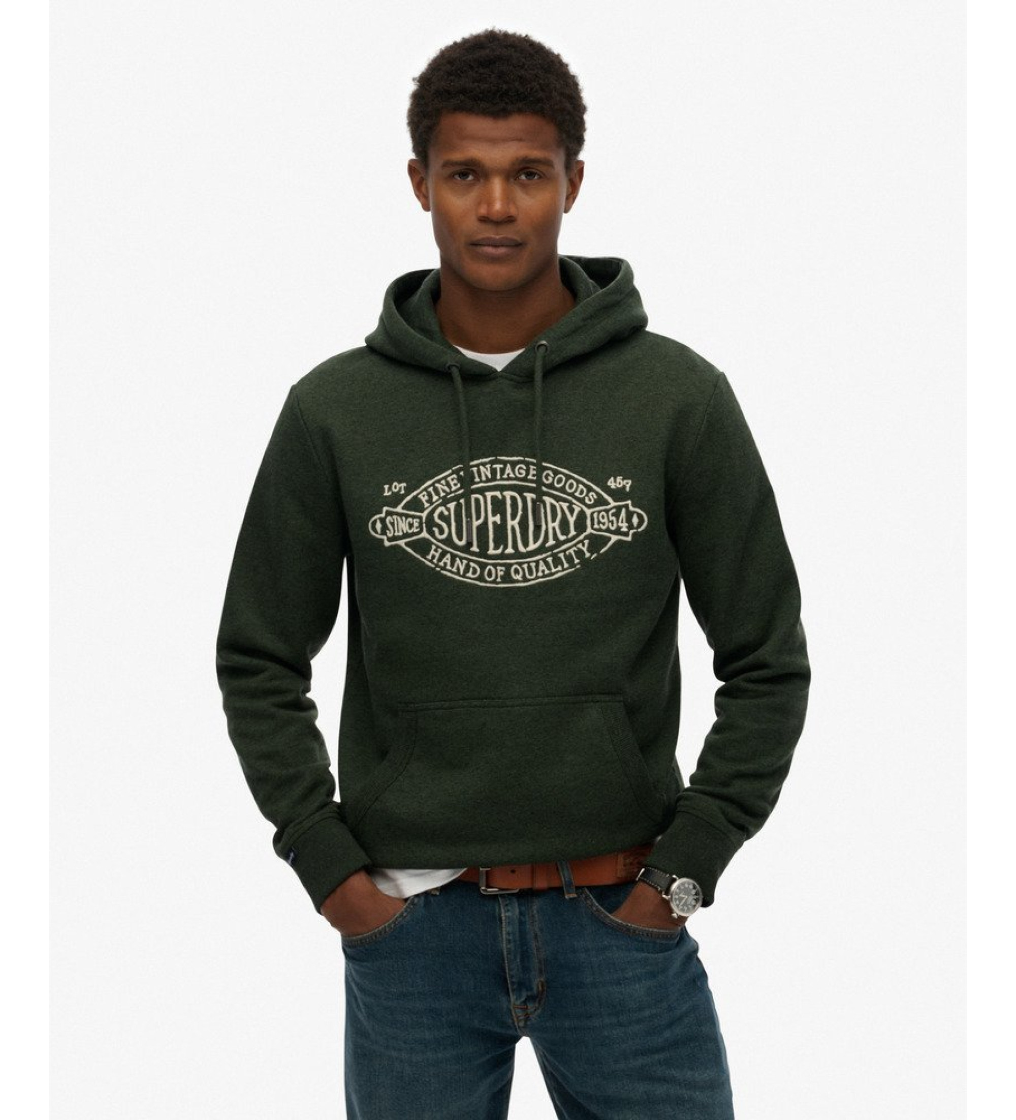 Superdry für Herren. M2014299A Outdoor Co Entspanntes grünes Sweatshirt (L), Lässig, Baumwolle, Langarm