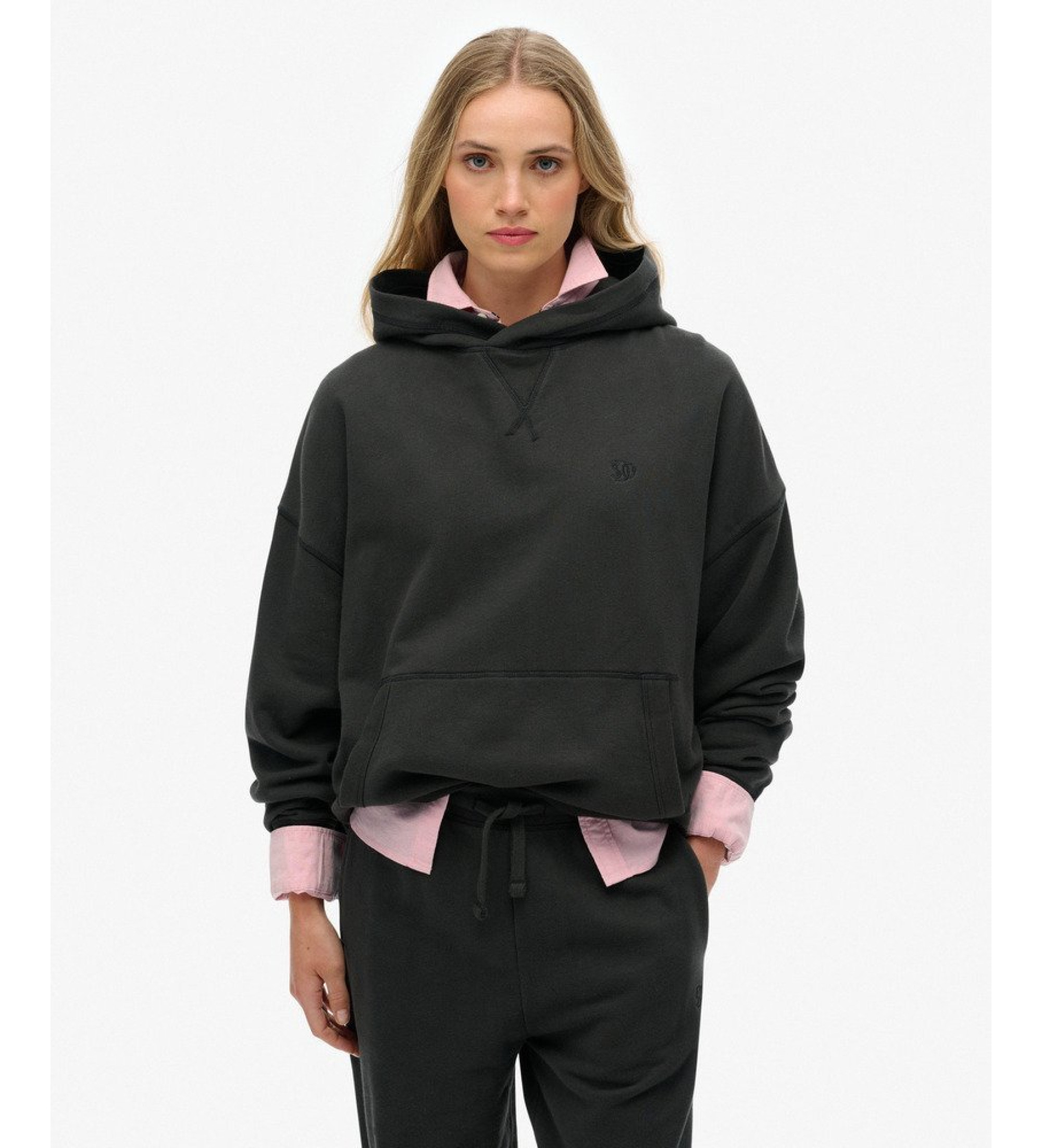 Superdry für Damen. W2012542A Studios Entspanntes Sweatshirt schwarz (XS), Lässig, Baumwolle