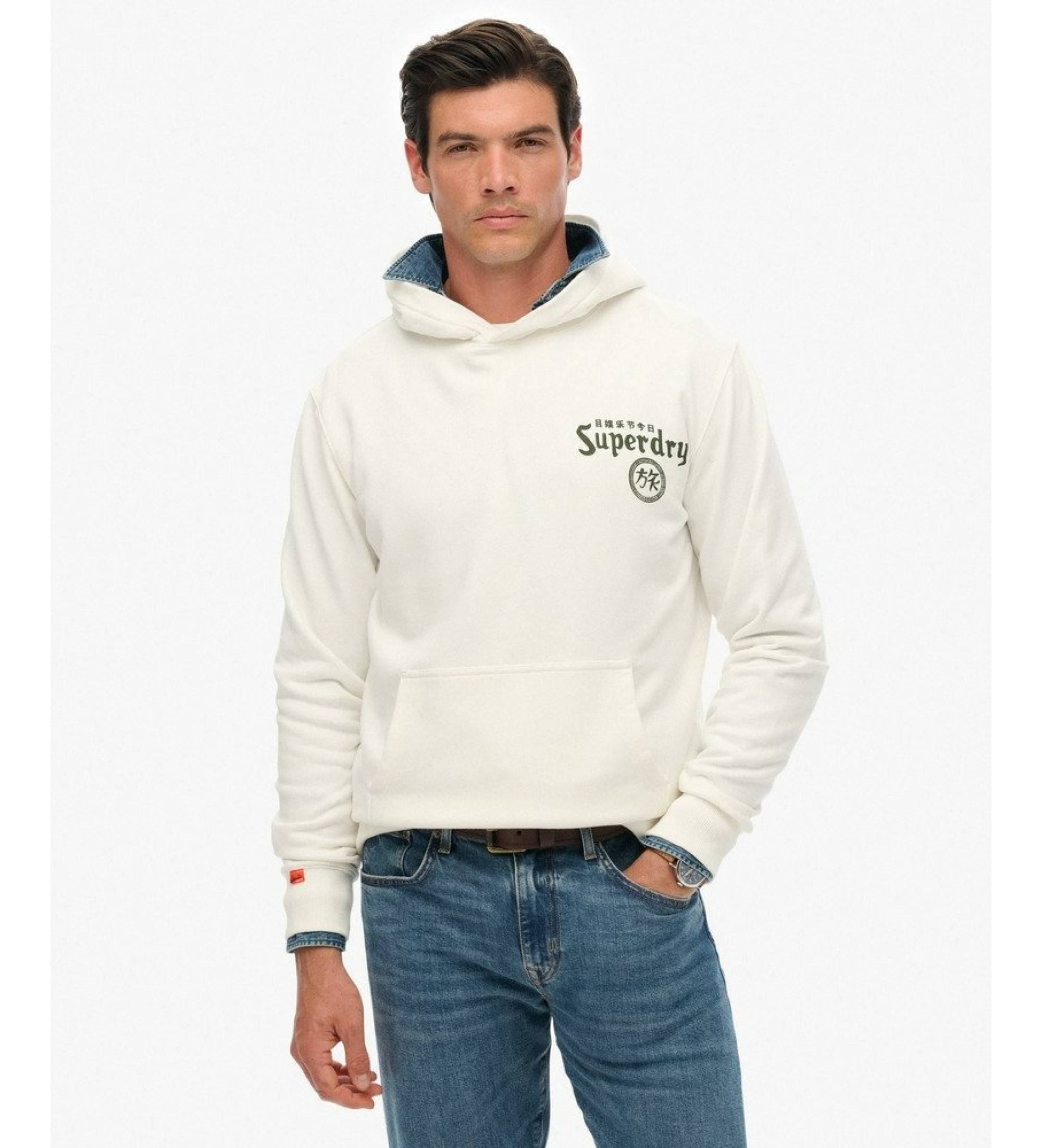 Superdry für Herren. M2014390A Sweatshirt Tokyo Narrative weiß (S), Lässig, Baumwolle