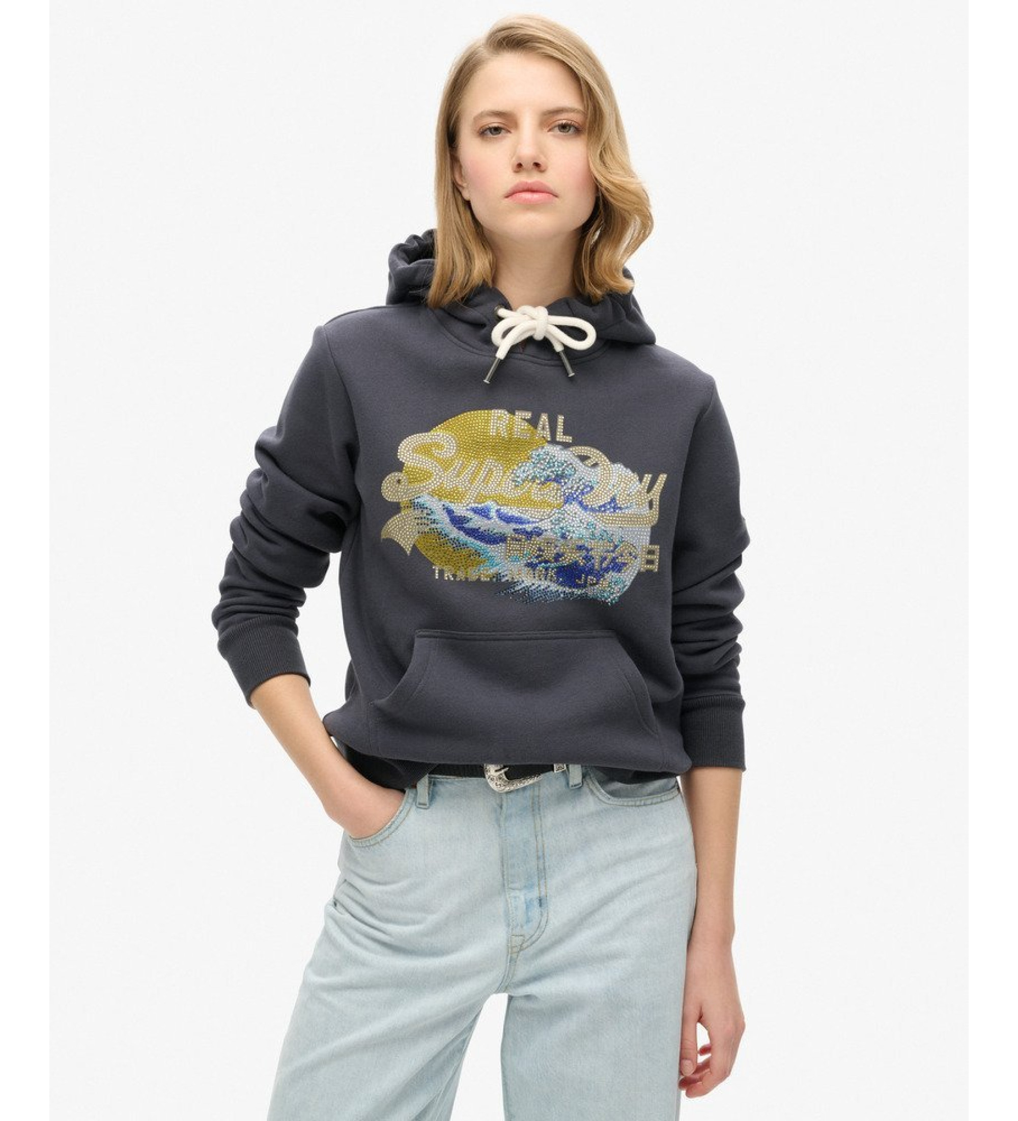 Superdry für Damen. W2012146A Sweatshirt Tokyo Vl Grafik grau (XS), Lässig, Baumwolle
