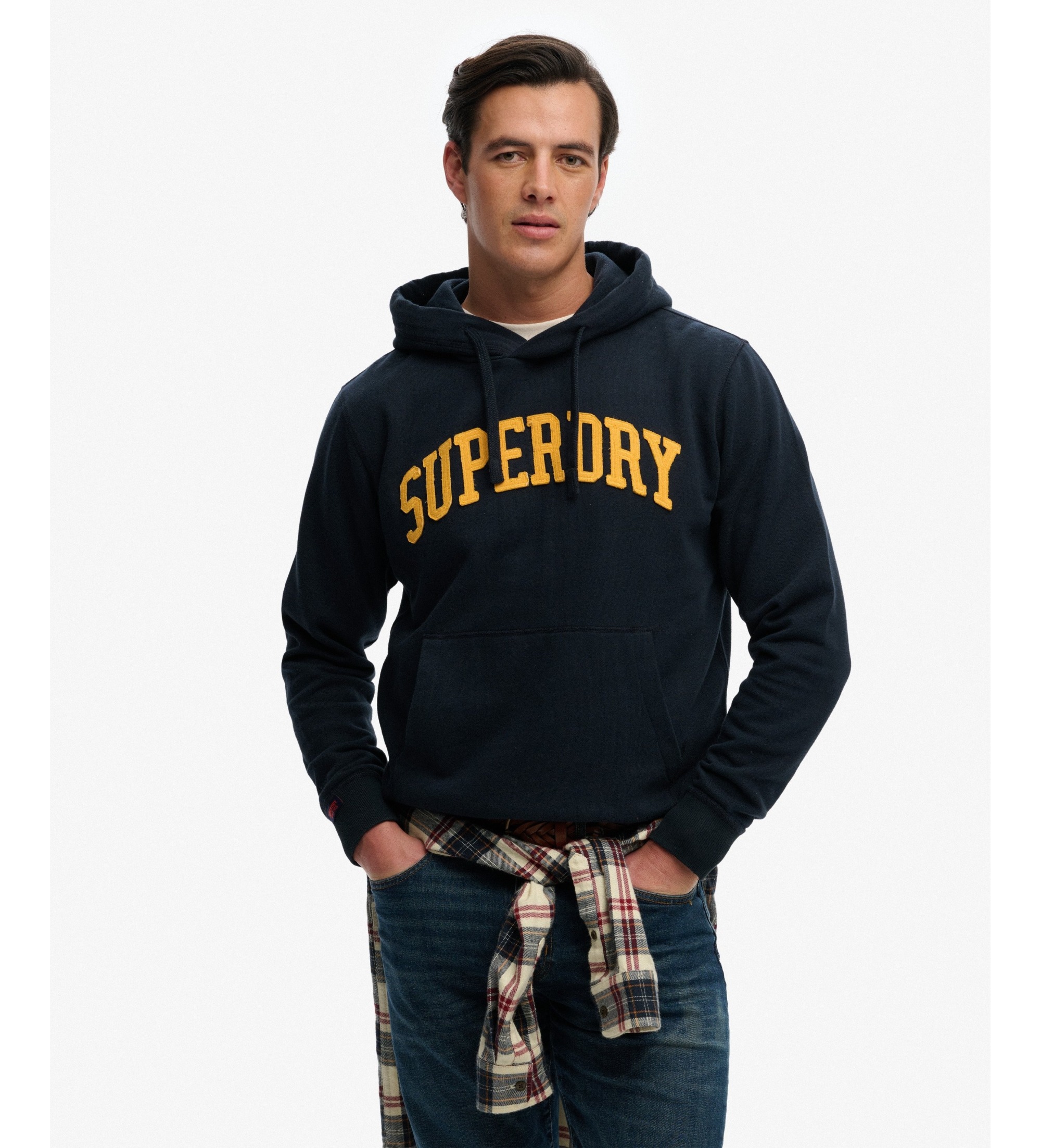 Superdry für Herren. M2014480A Vintage Athletic Hood navy Sweatshirt (L), Lässig, Baumwolle, Marine