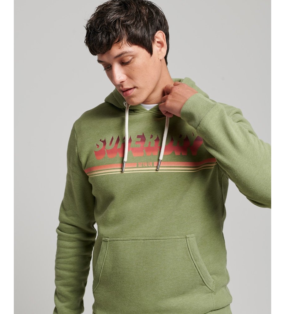 Superdry für Herren. M2012280A Vintage Shadow Sweatshirt grün (M), Lässig, Baumwolle, Langarm