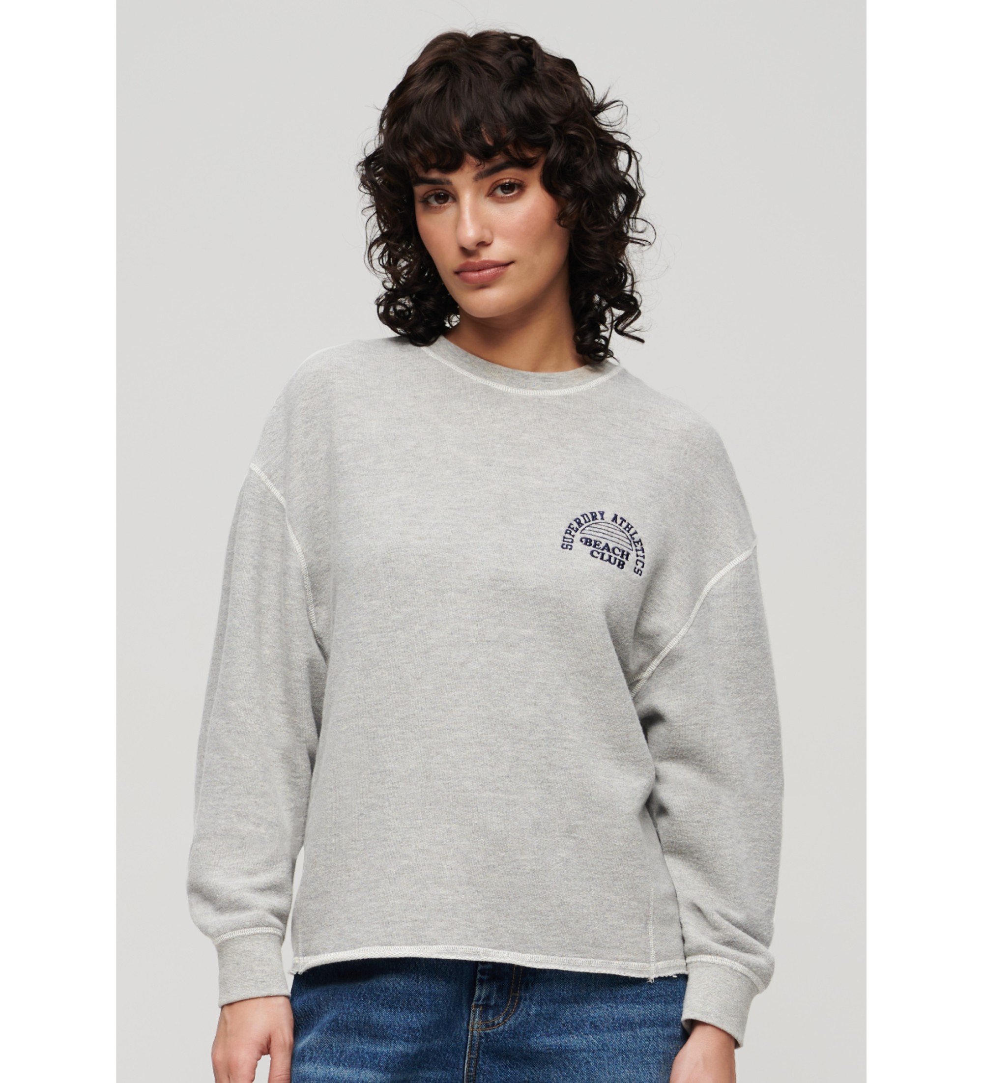 Superdryvoor vrouwen. W2012072A Sweatshirt Athletic Essential grijs (XS), Casual, Katoen, Lange mouwen