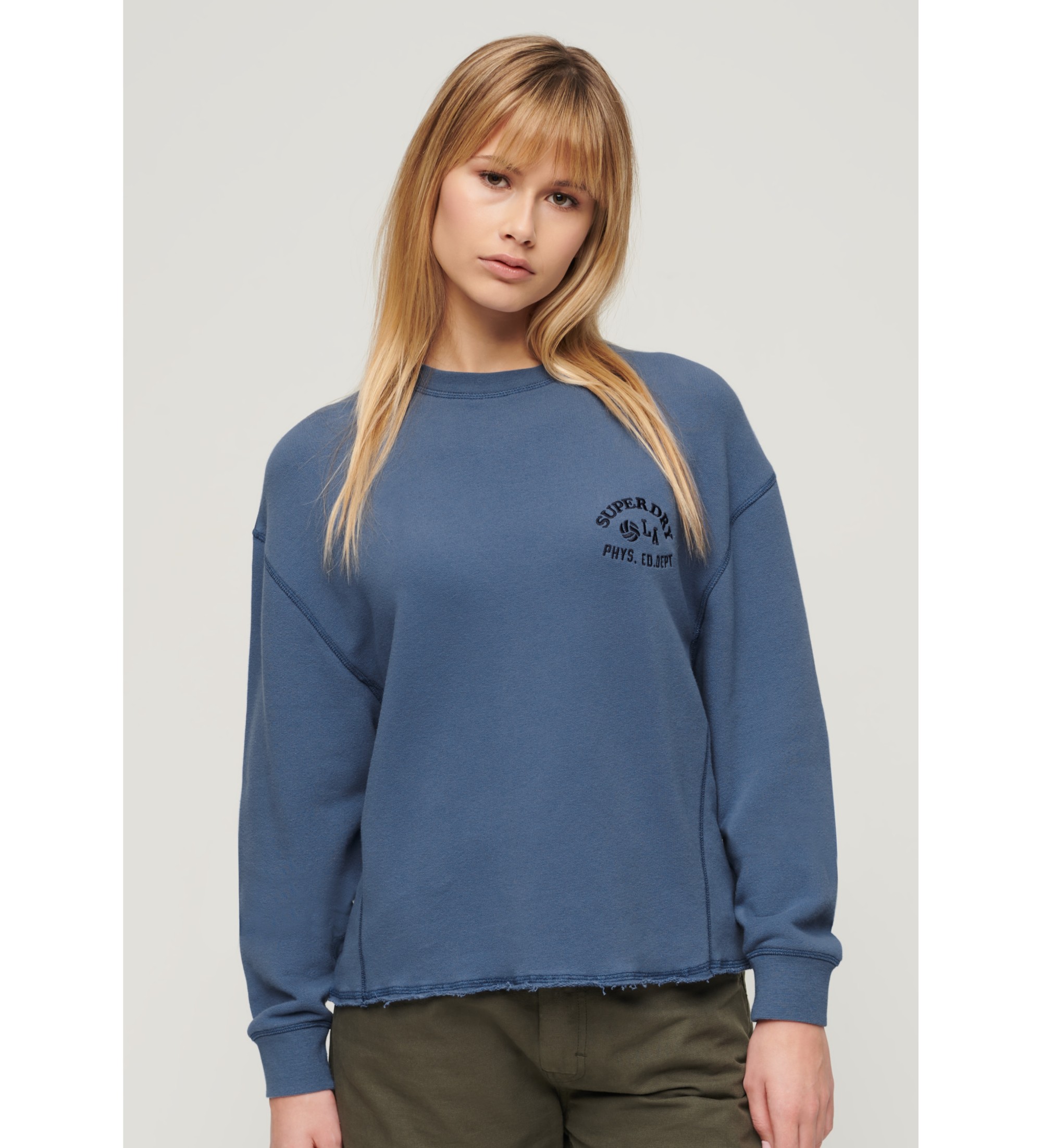 Superdryvoor vrouwen. W2012072A Atletisch Essential sweatshirt blauw (XS), Casual, Katoen, Lange mouwen