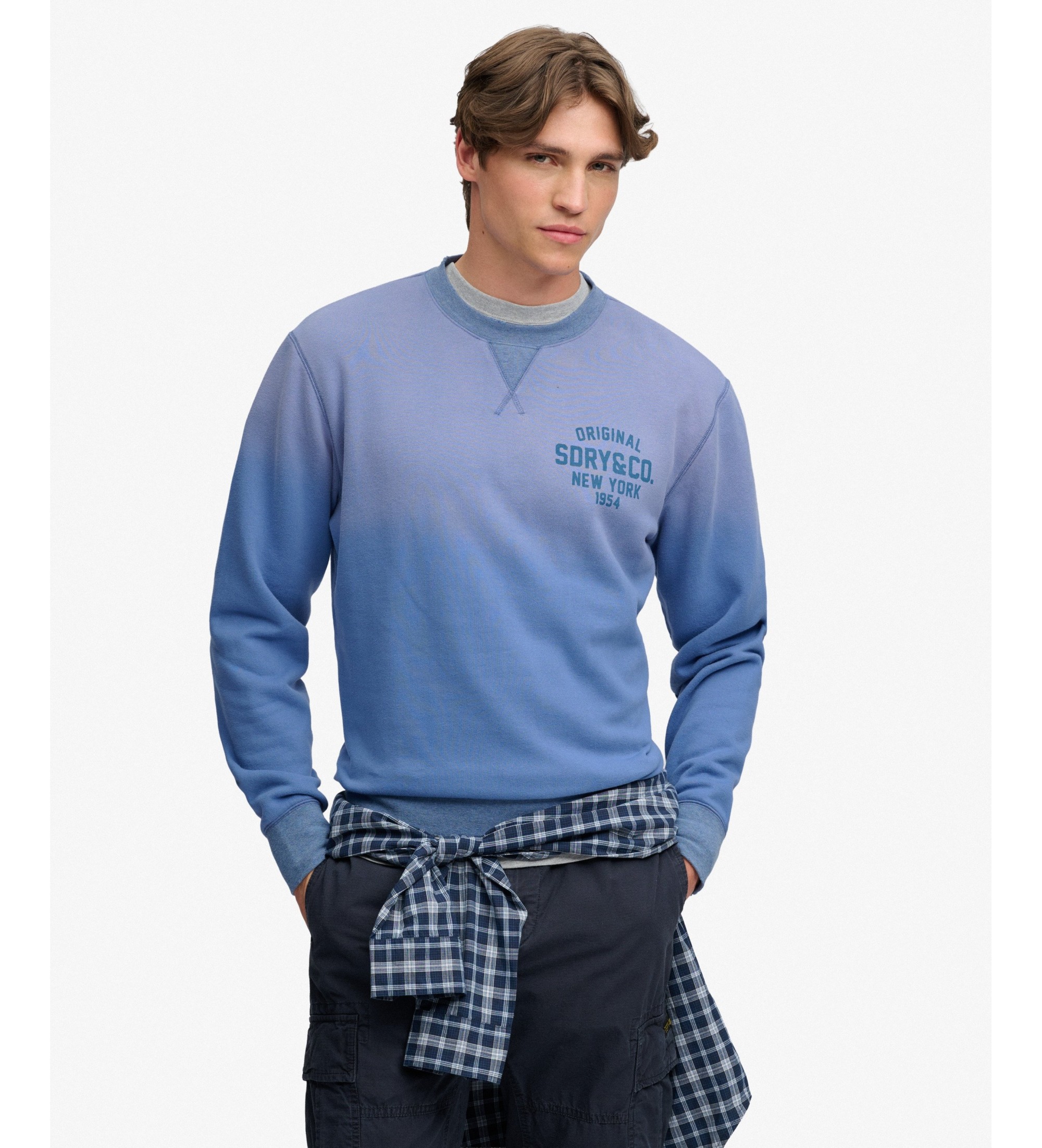 Superdry für Herren. M2014563A Blaues Sweatshirt ?Block Text? (S), Lässig, Baumwolle