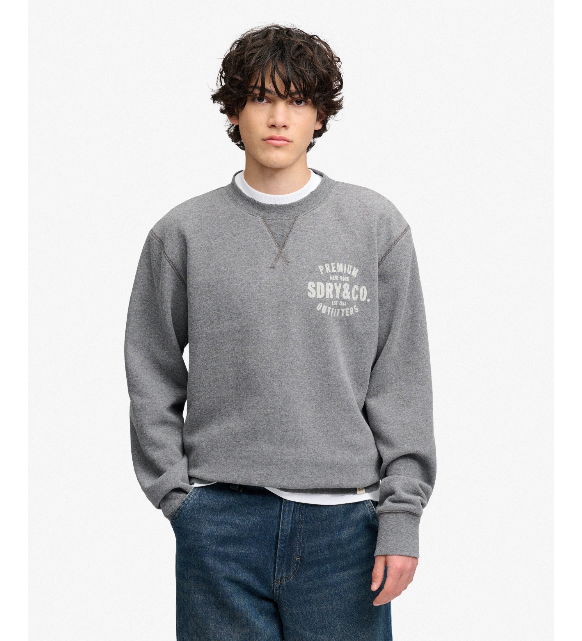 Superdry für Herren. M2014563A Sweatshirt Block Text grau (S), Lässig, Baumwolle, Langarm