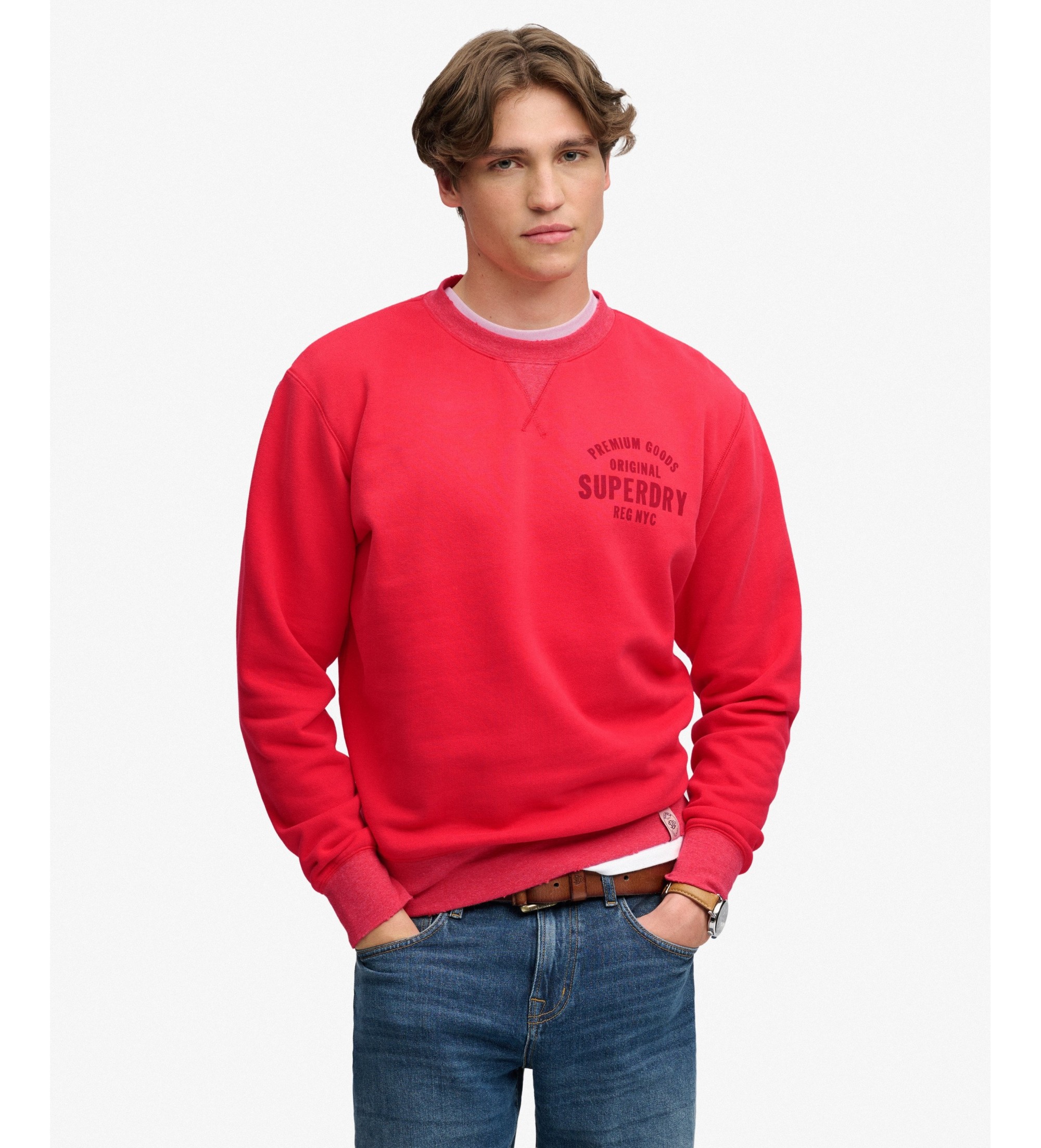 Superdry für Herren. M2014563A Rotes Sweatshirt ?Block Text? (L), Lässig, Baumwolle
