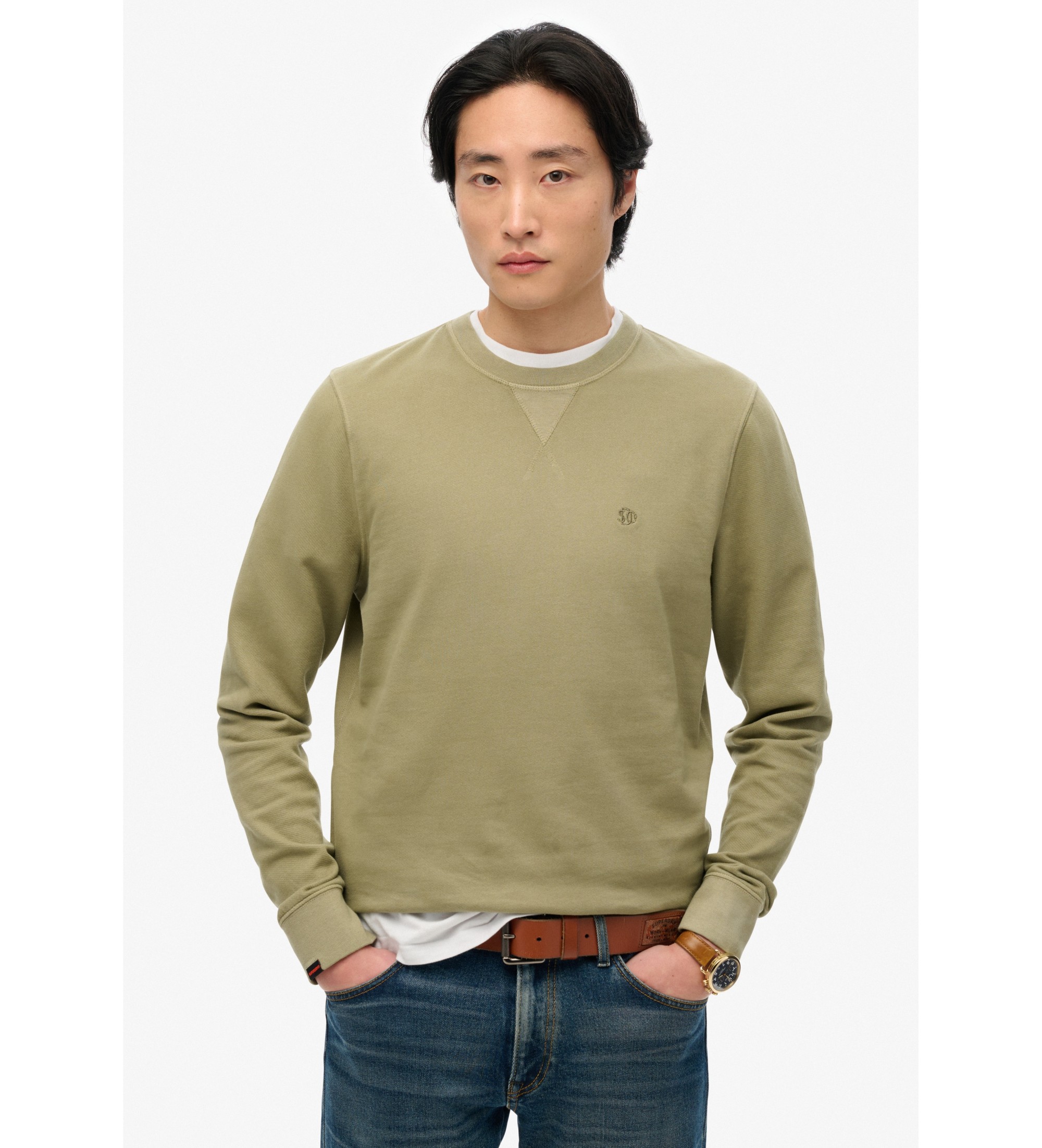 Superdry für Herren. M2014174A Essential klassisches Sweatshirt grün (XXL), Lässig, Baumwolle