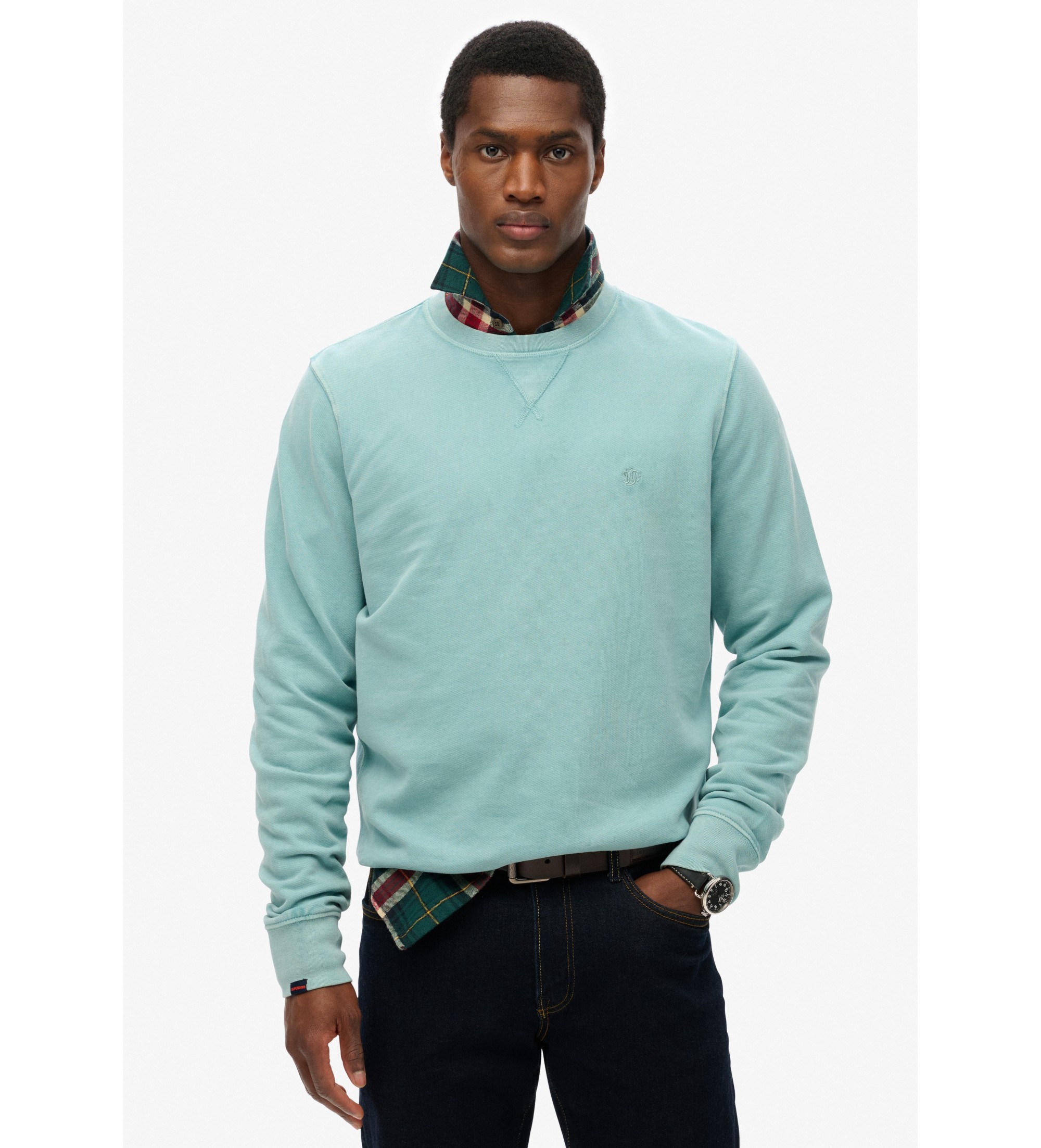 Superdry für Herren. M2014174A Essential klassisches Sweatshirt türkis (M), Lässig, Baumwolle