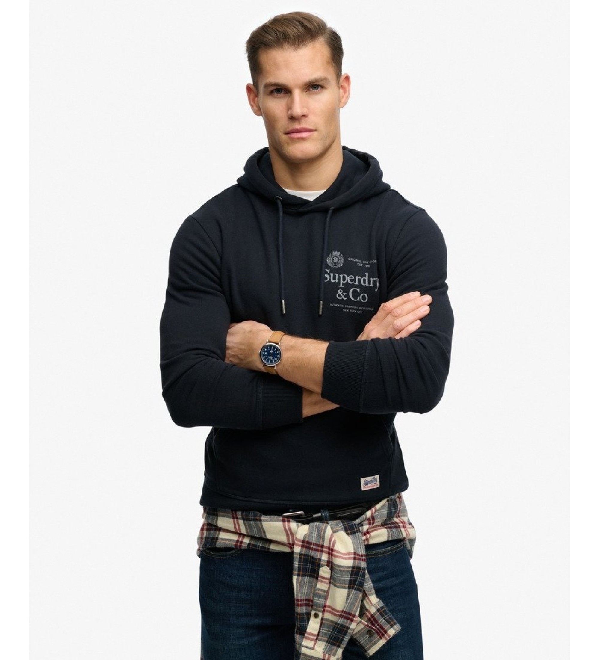 Superdry für Herren. M2014538A Kapuzenpullover 1954 Company Relaxed marineblau (XL), Lässig, Baumwolle