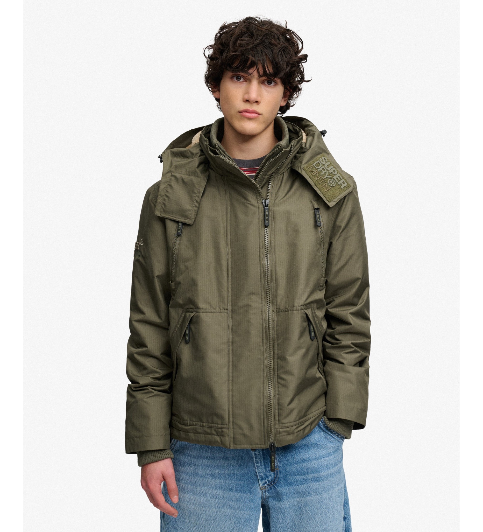 Superdry für Herren. M5012421A Grüne Arctic-Kapuzenjacke (L), Lässig, Recyceltes Polyester